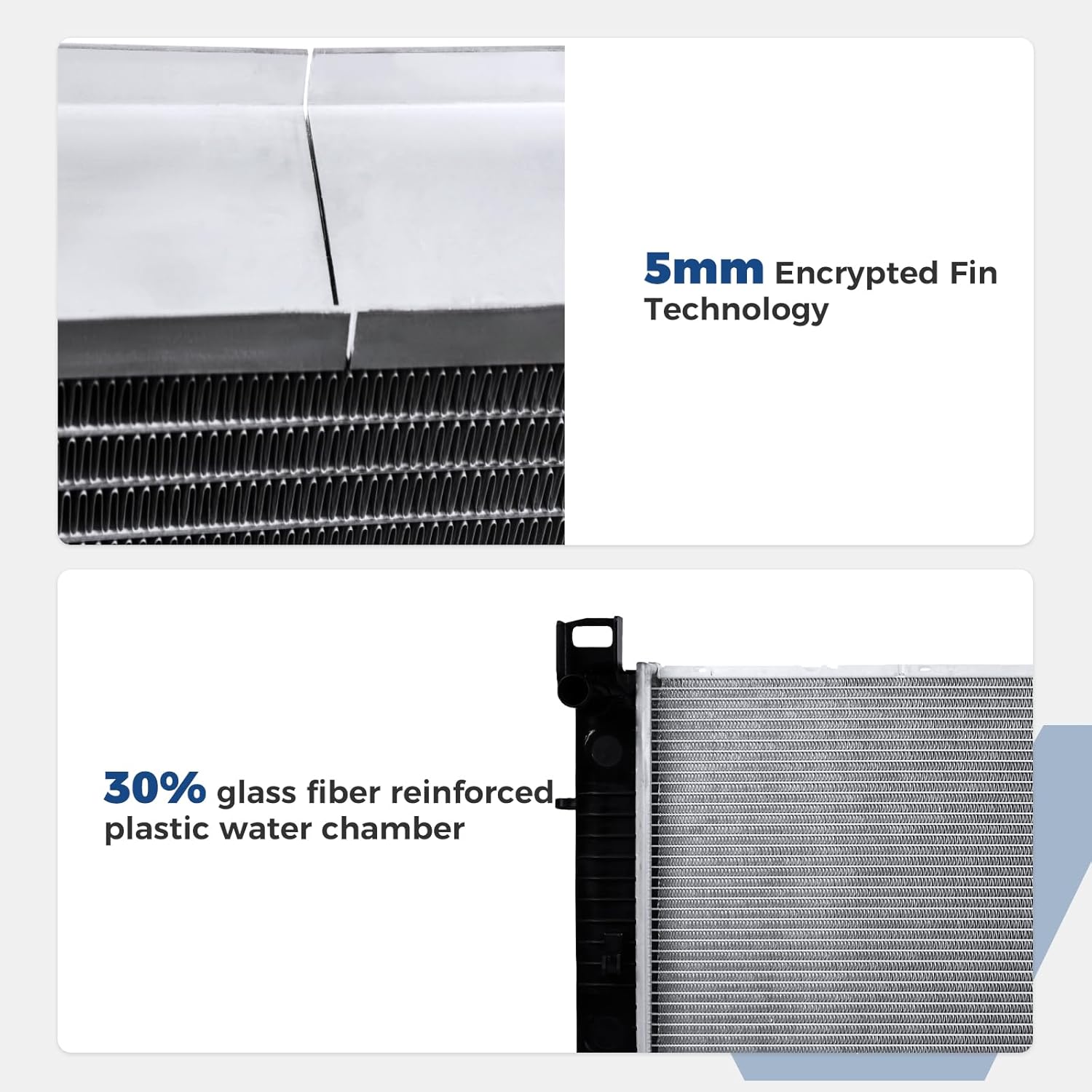 34'' Engine Coolant Radiator Compatible with Chevy Silverado/Suburban/Tahoe, GMC Sierra/Yukon, Cadillac Escalade, without Engine Oil Cooler