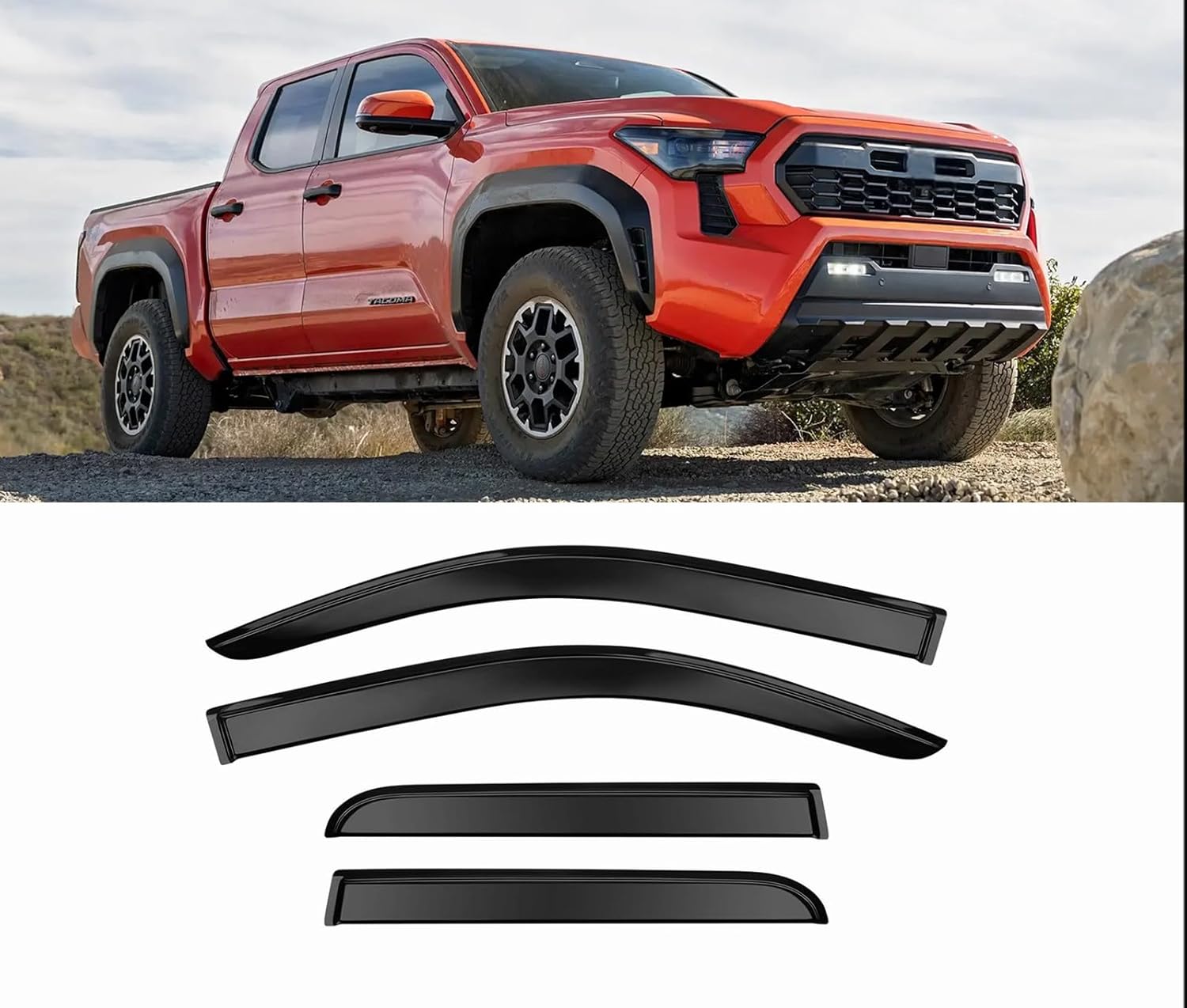 Tape-On Window Visors 4-Piece for 07-14 Chevy Tahoe/GMC Yukon Sun Rain Guard Shield Shade Smoke 94514