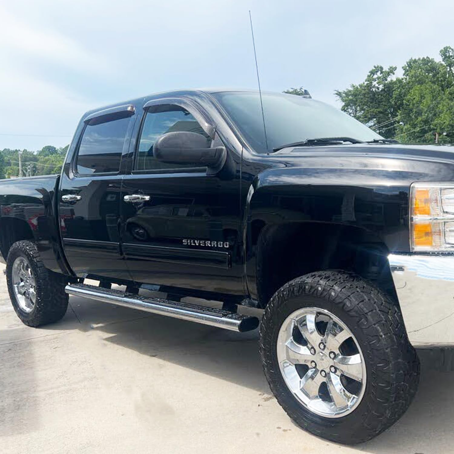 94515 Side Window Visor Rain Guards for 07-14 Chevy Silverado 1500 & GMC Sierra 1500 2500HD 3500HD Crew Cab/Avalanche/Suburban/Yukon XL Wind Deflectors Windnow Shade Vent Sun Visors 4PCS