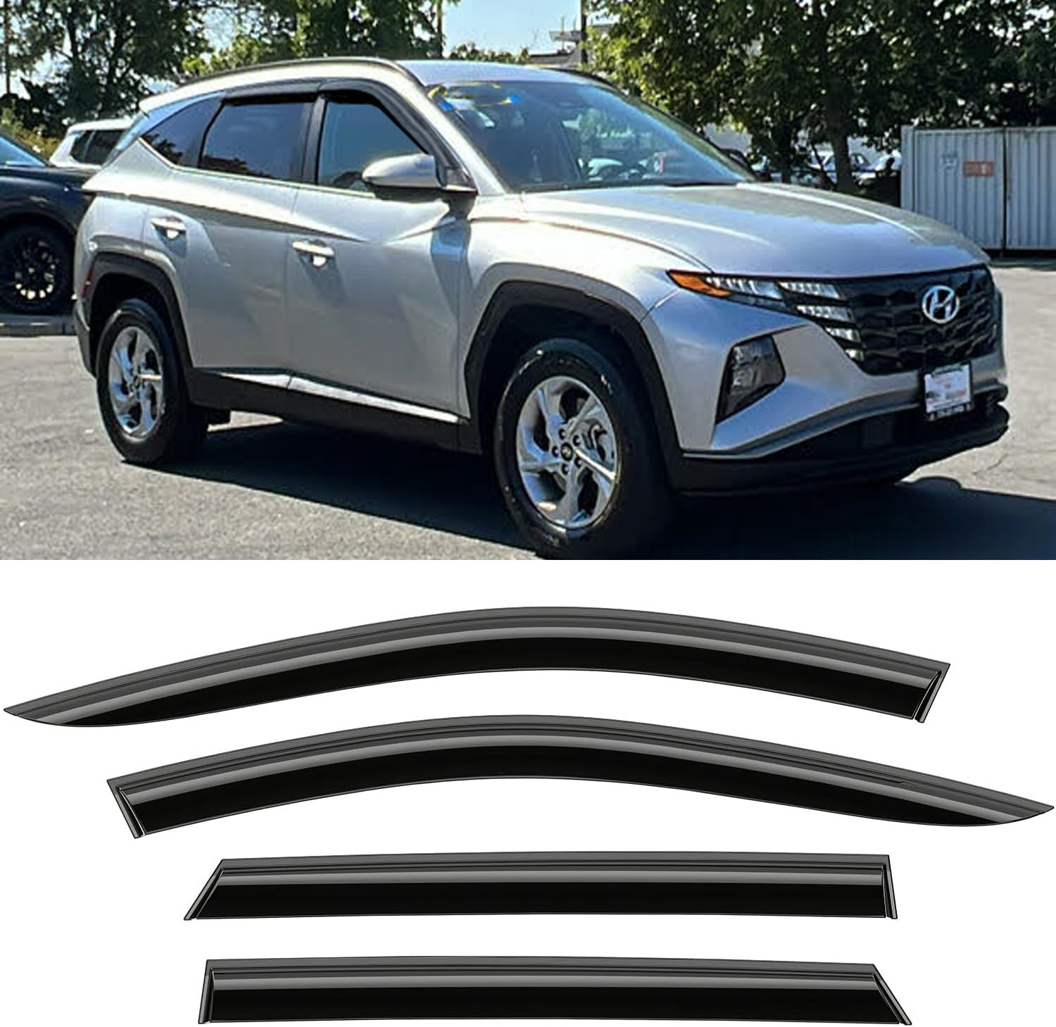94515 Side Window Visor Rain Guards for 07-14 Chevy Silverado 1500 & GMC Sierra 1500 2500HD 3500HD Crew Cab/Avalanche/Suburban/Yukon XL Wind Deflectors Windnow Shade Vent Sun Visors 4PCS