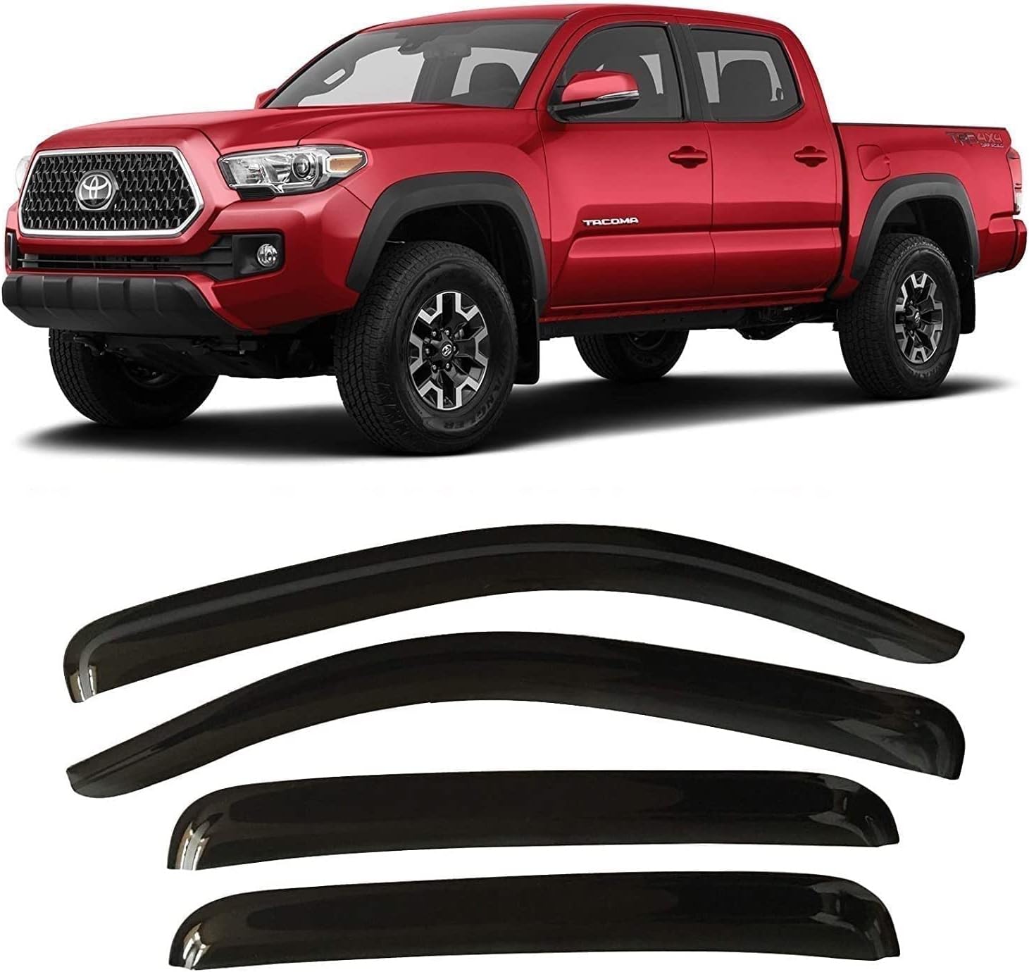 2019-2026 Tape-On Side Window Visor Deflectors for Toyota Corolla Sedan L LE SE XLE XSE FX Hybrid Dark Tinted Rain Guards 2020 2021 2022 2023 2024 2025