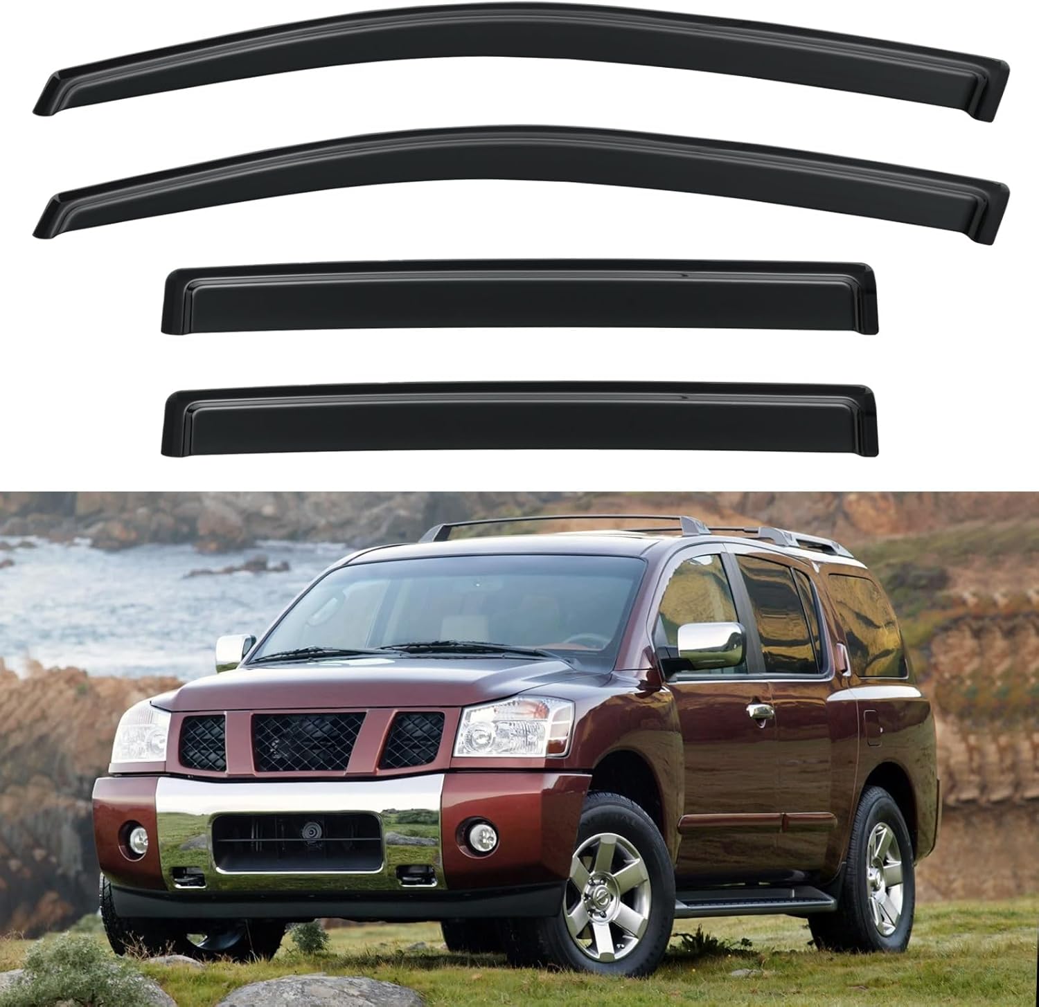 Window Visors Rain Guards for Chevy Tahoe/GMC Yukon 2000-2006, Out-Channel Window Vent Wind Deflectors Visors Shades for 2002-2006 Cadillac Escalade