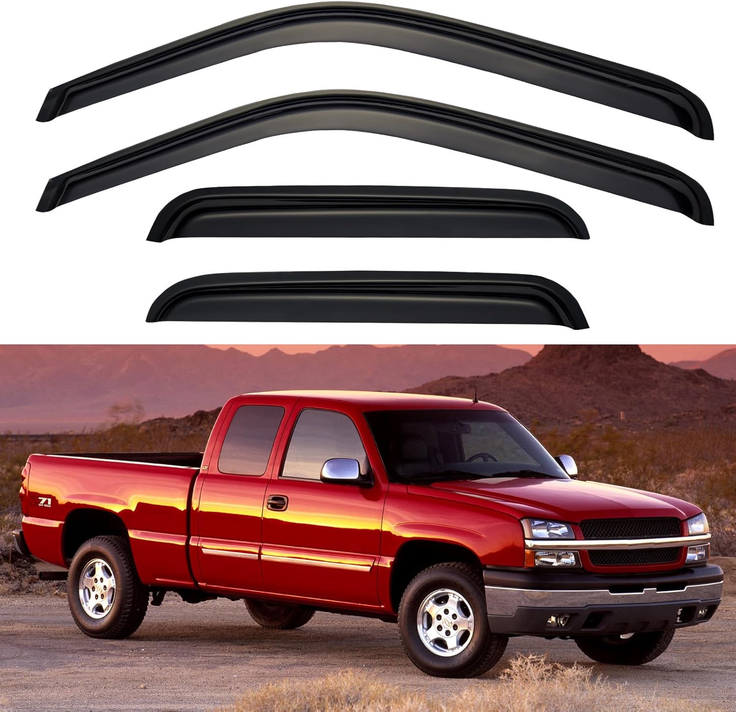 Window Visors Rain Guards for Chevy Tahoe/GMC Yukon 2000-2006, Out-Channel Window Vent Wind Deflectors Visors Shades for 2002-2006 Cadillac Escalade