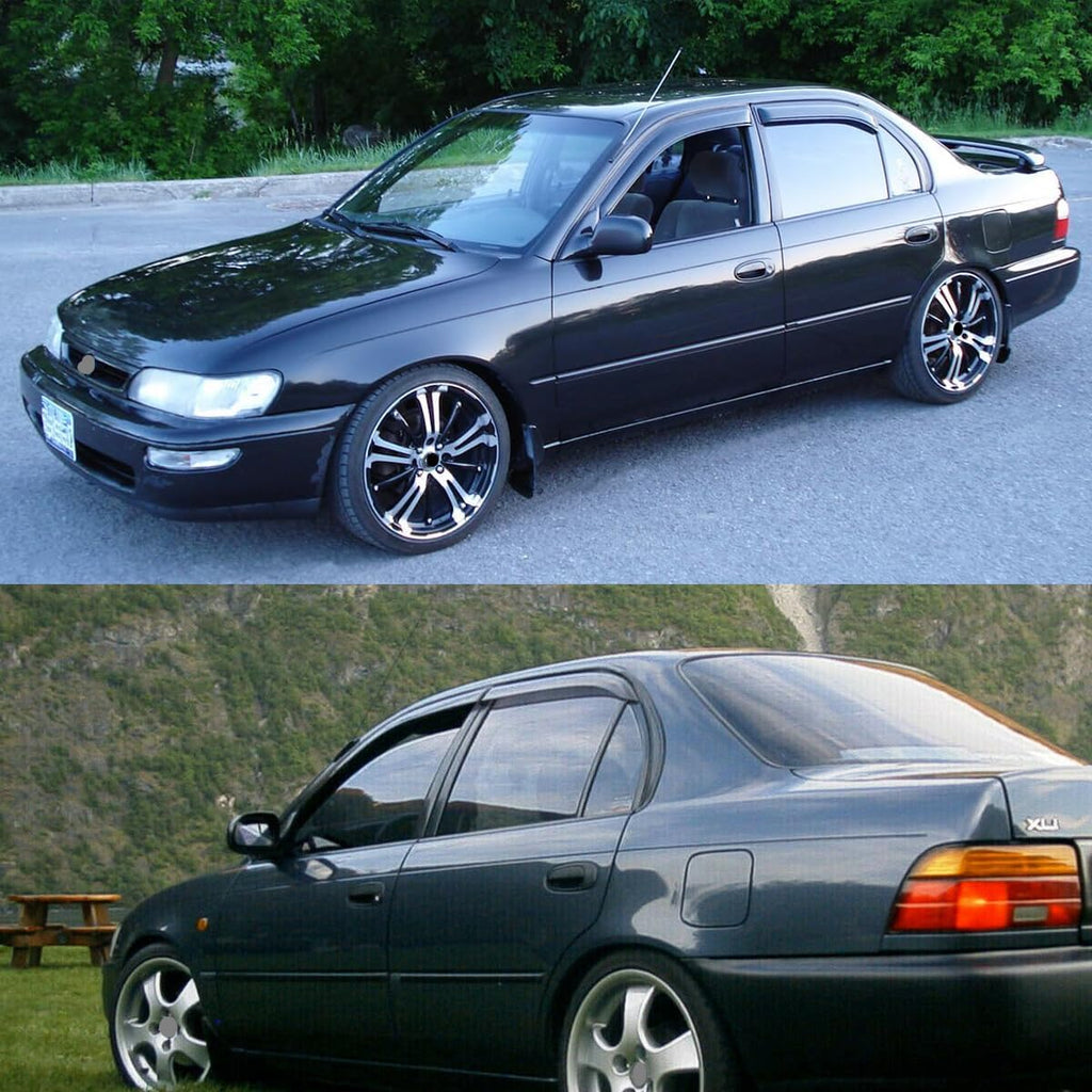 4pcs Side Window Deflectors Shade, Outside Mount Tape-On Rain Guards Set, Side Window Visors Compatible with 1993-1997 Toyota Corolla Sedan 94022