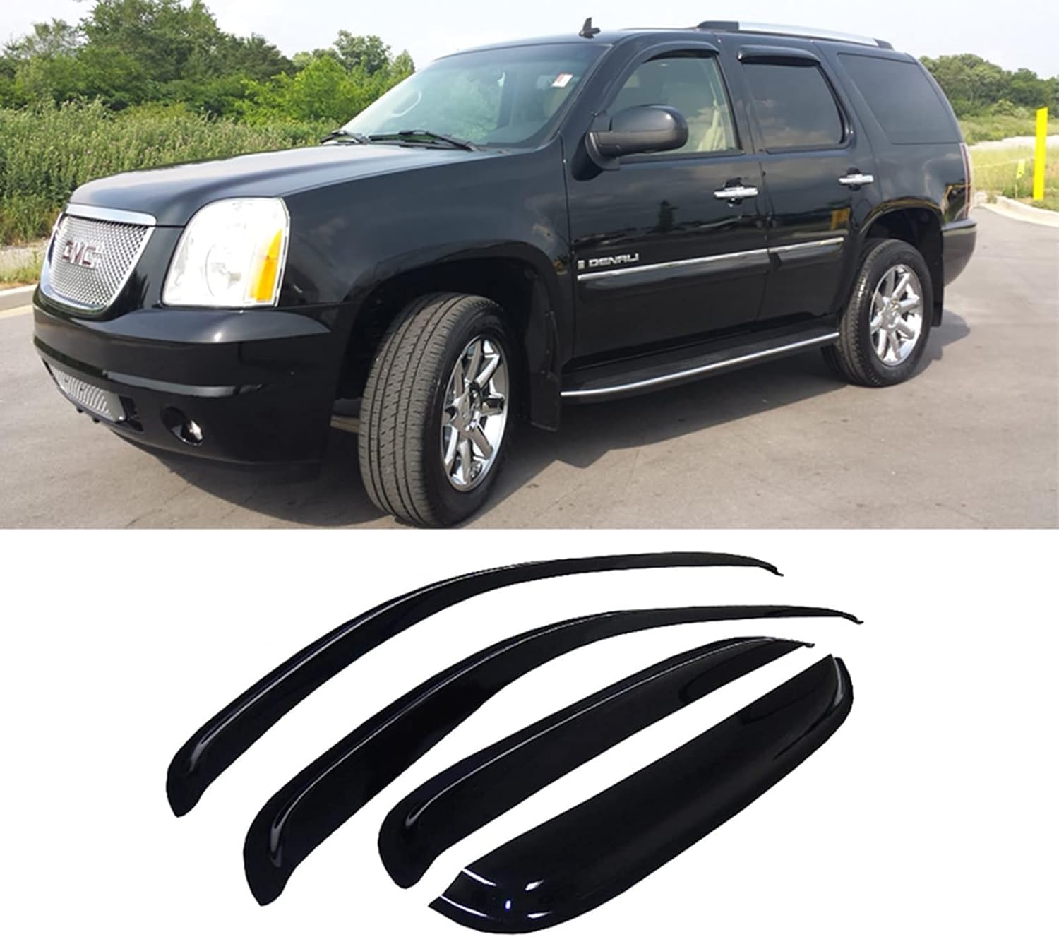 Tape-On Window Visors 4-Piece for 07-14 Chevy Tahoe/GMC Yukon Sun Rain Guard Shield Shade Smoke 94514
