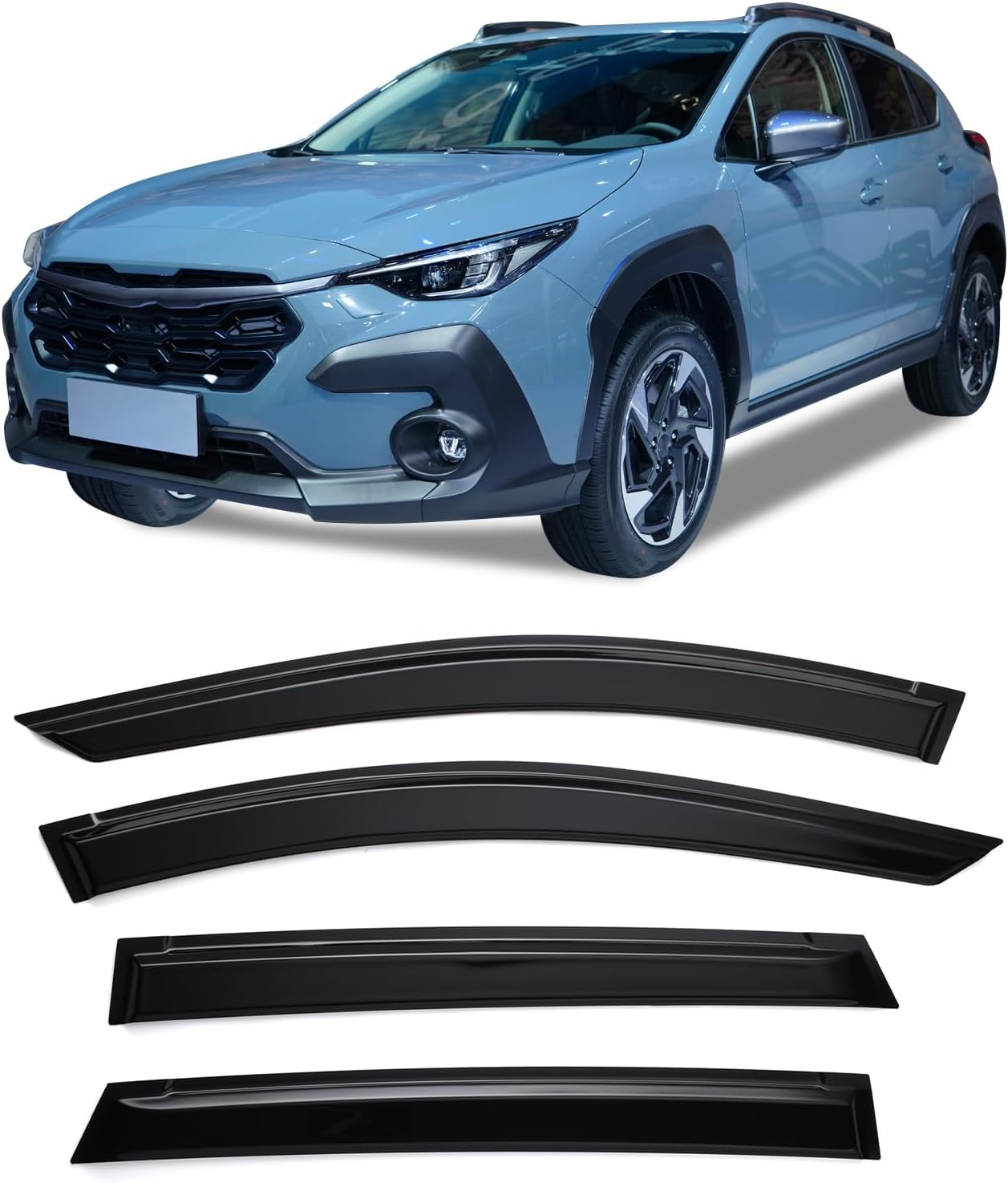 Tape-On Rain Guards Window Visor Fit for 2016-2021 Honda Civic Window Vent Deflector Visors 4 Pcs-94682