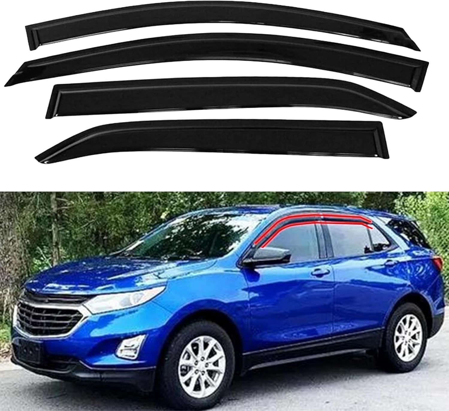 Tape-On Window Visors 4-Piece for 07-14 Chevy Tahoe/GMC Yukon Sun Rain Guard Shield Shade Smoke 94514