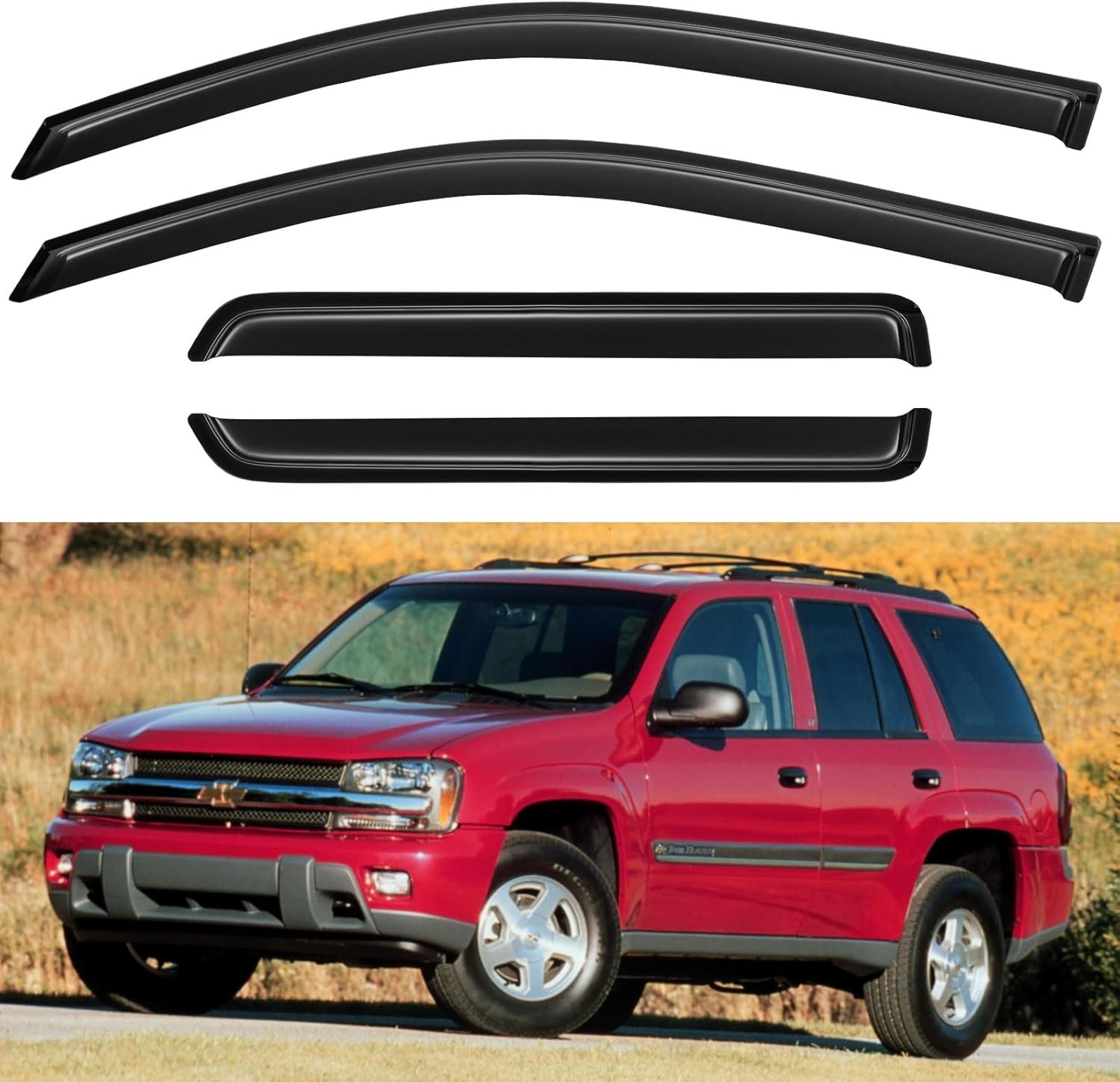 Window Visors Rain Guards for Chevy Tahoe/GMC Yukon 2000-2006, Out-Channel Window Vent Wind Deflectors Visors Shades for 2002-2006 Cadillac Escalade