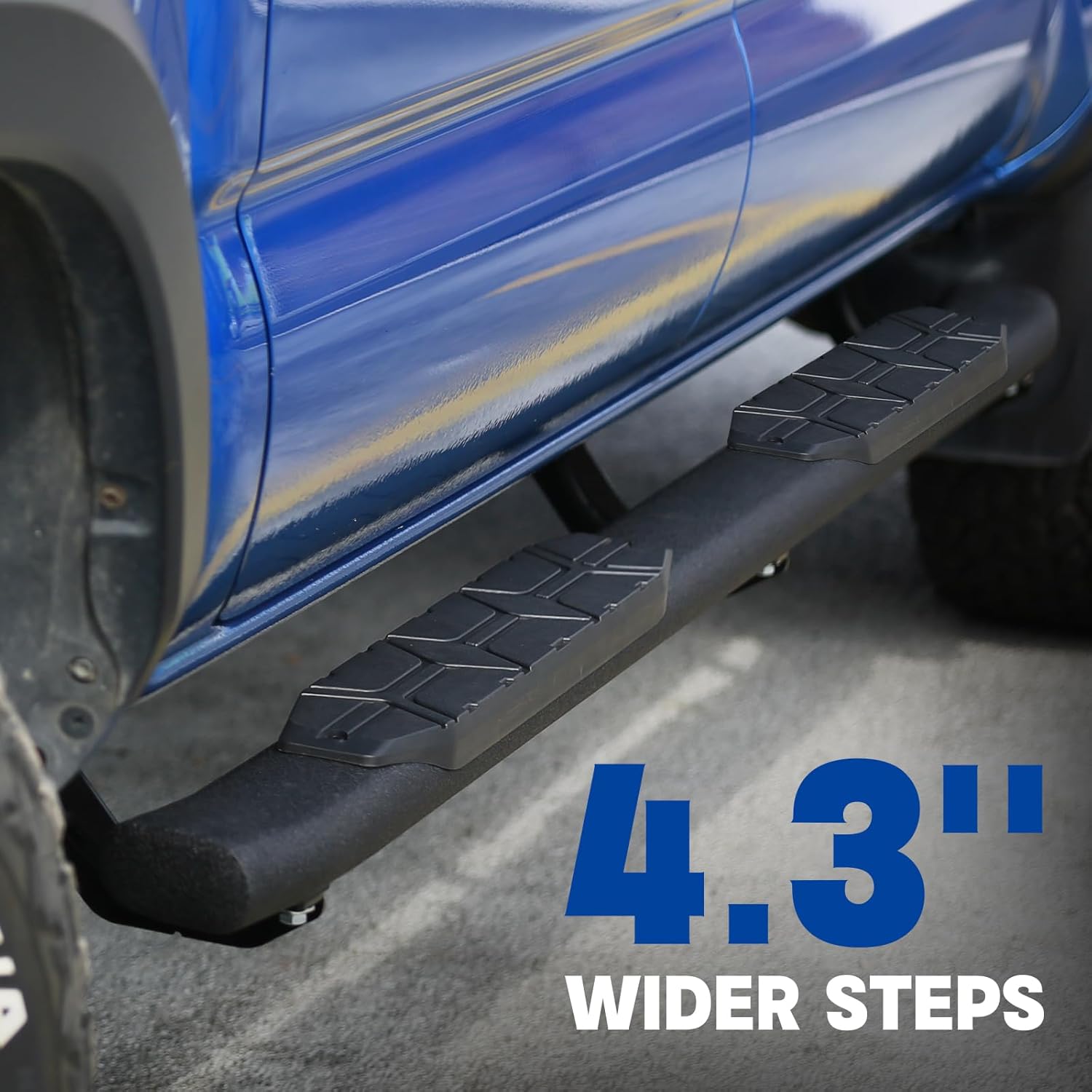 4.3 Inches Running Boards Compatible with 2019-2026 Chevy Silverado/Sierra 1500 Crew Cab & 2020-2026 Chevy Silverado/Sierra 2500HD 3500HD Crew Cab, Chevy Side Steps and Carbon Steel