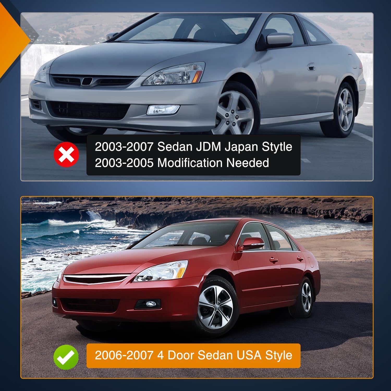 Fog Lights Assembly Compatible with 2006 2007 Honda Accord Sedan 4 Door w/H11 12V 55W Bulbs Clear Lens Driver and Passenger Side