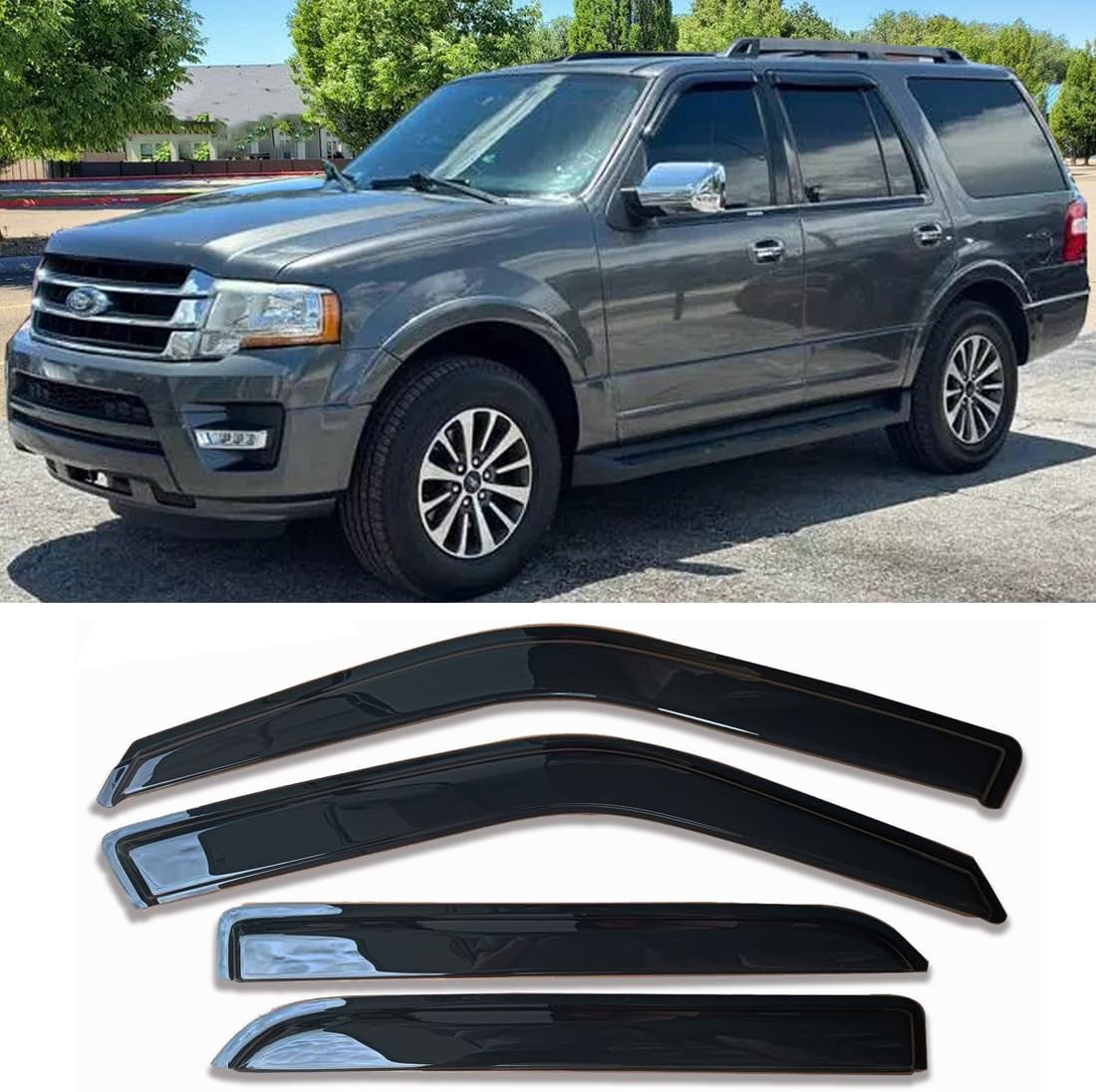 Tape On Side Window Deflectors Vent Window Visor for 2015-2018 Chevy Silverado & GMC Sierra 1500 2500HD 3500HD Double/Extended Cab Rain Guards Sun Shade 4PC-Set Truck Accessories