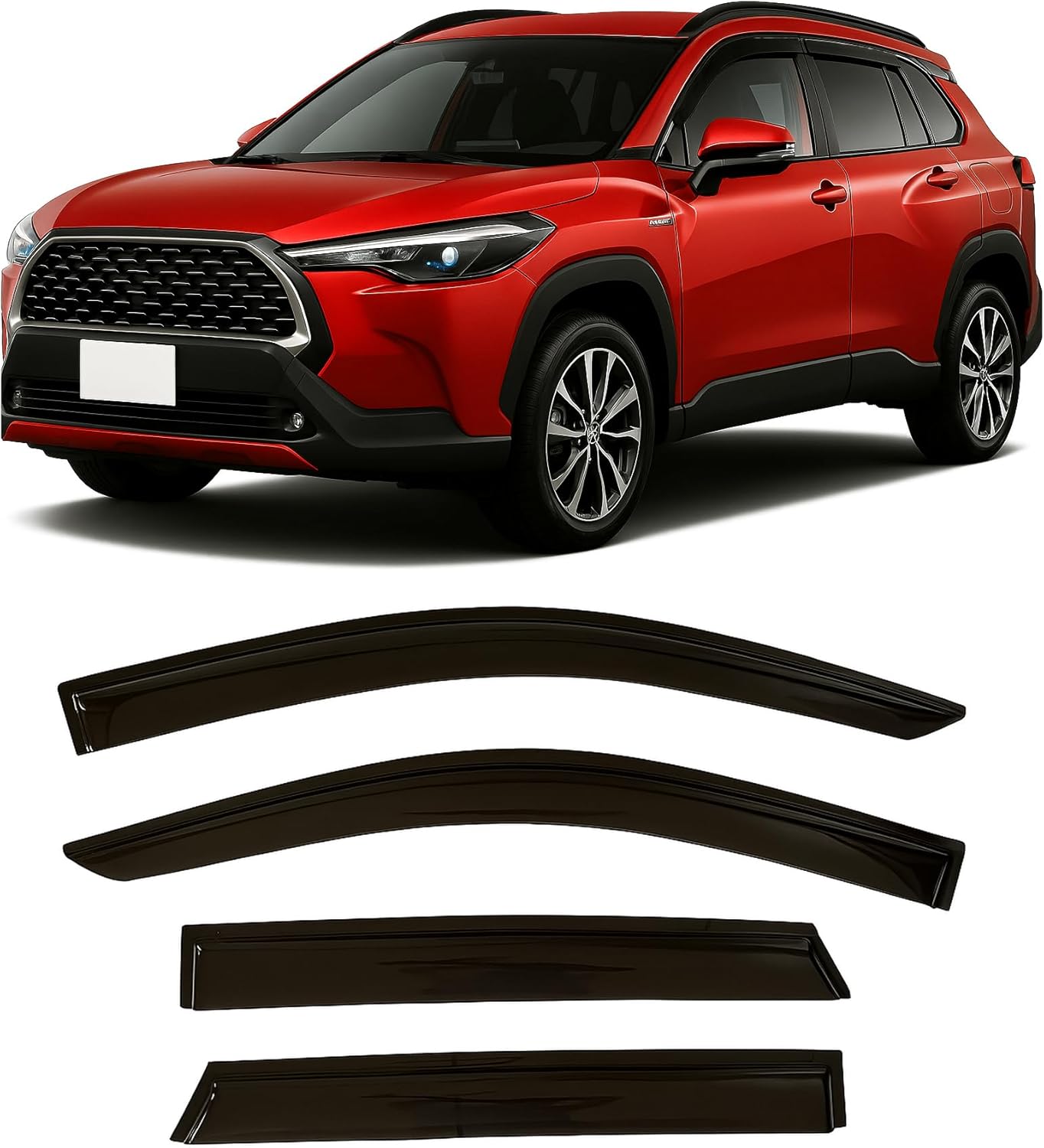 2019-2026 Tape-on Rain Guards for Toyota Corolla Hatchback Side Window Deflector Visors SE Nightshade XSE Durable Tinted Vent Shade 2020 2021 2022 2023 2024 2025