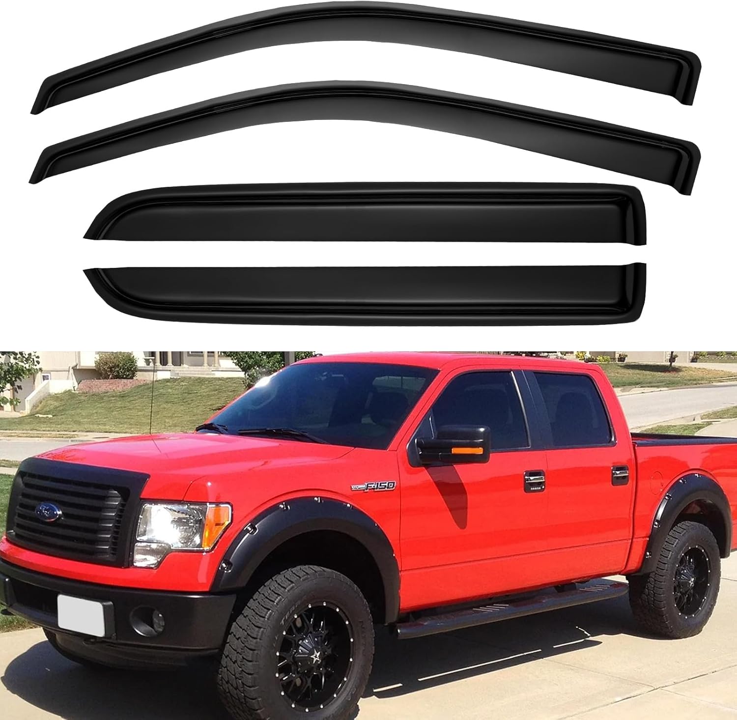 Window Visors Rain Guards for Chevy Tahoe/GMC Yukon 2000-2006, Out-Channel Window Vent Wind Deflectors Visors Shades for 2002-2006 Cadillac Escalade