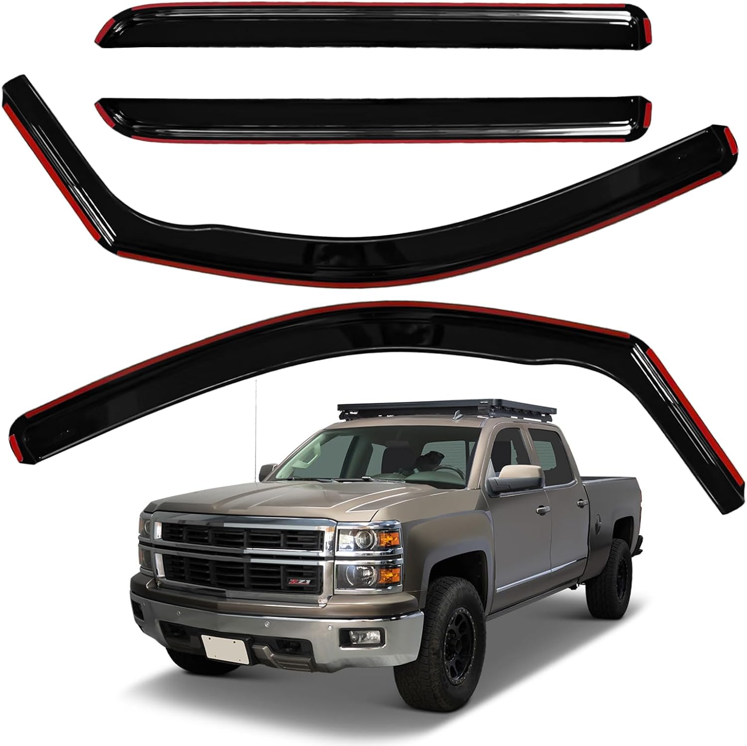 Rain Guards for 2024-2026 Toyota Tacoma Double Cab, Easy-to-Install Rain Guards for Car Window - Out-Channel Vent Visors Accessories for Truck, Side Window Wind Deflectors & Visors