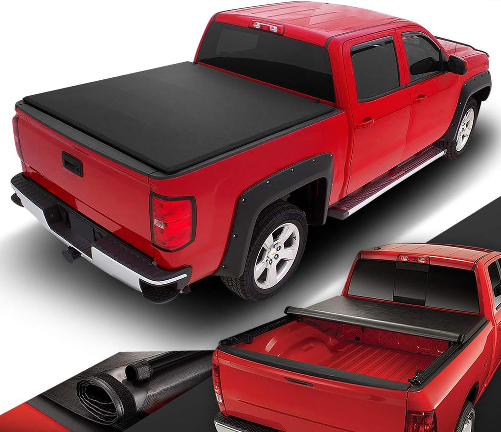 Truck Bed Soft Roll-Up Tonneau Cover Compatible with 19-25 Silverado Sierra 1500 5.75Ft Fleetside/Styleside Bed