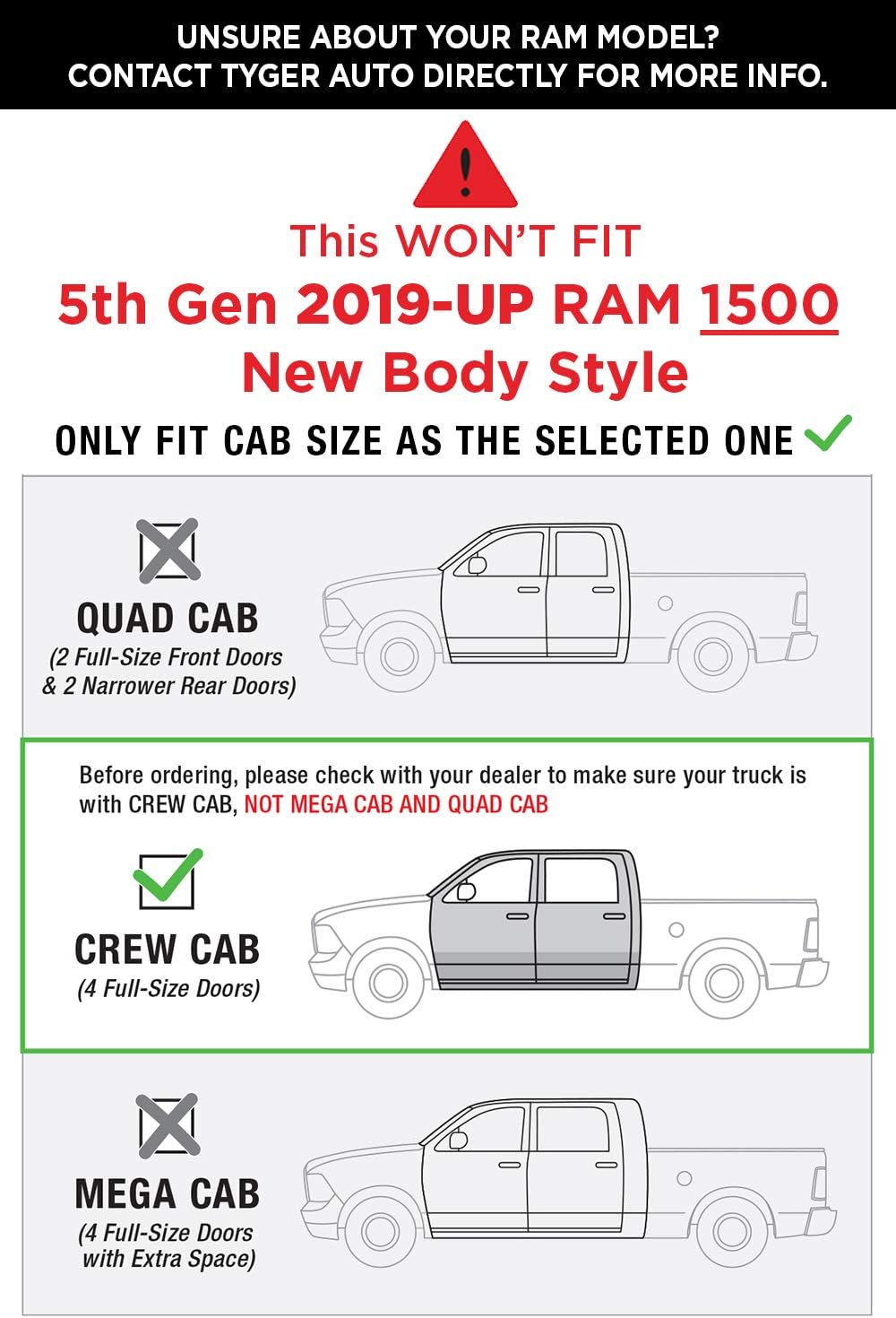 4" Nerf Bars Compatible with 2009-2018 Dodge Ram 1500; 2010-2025 2500 3500; 2019-2024 Classic | Crew Cab | WB2D41127 | Side Step Rails Running Boards