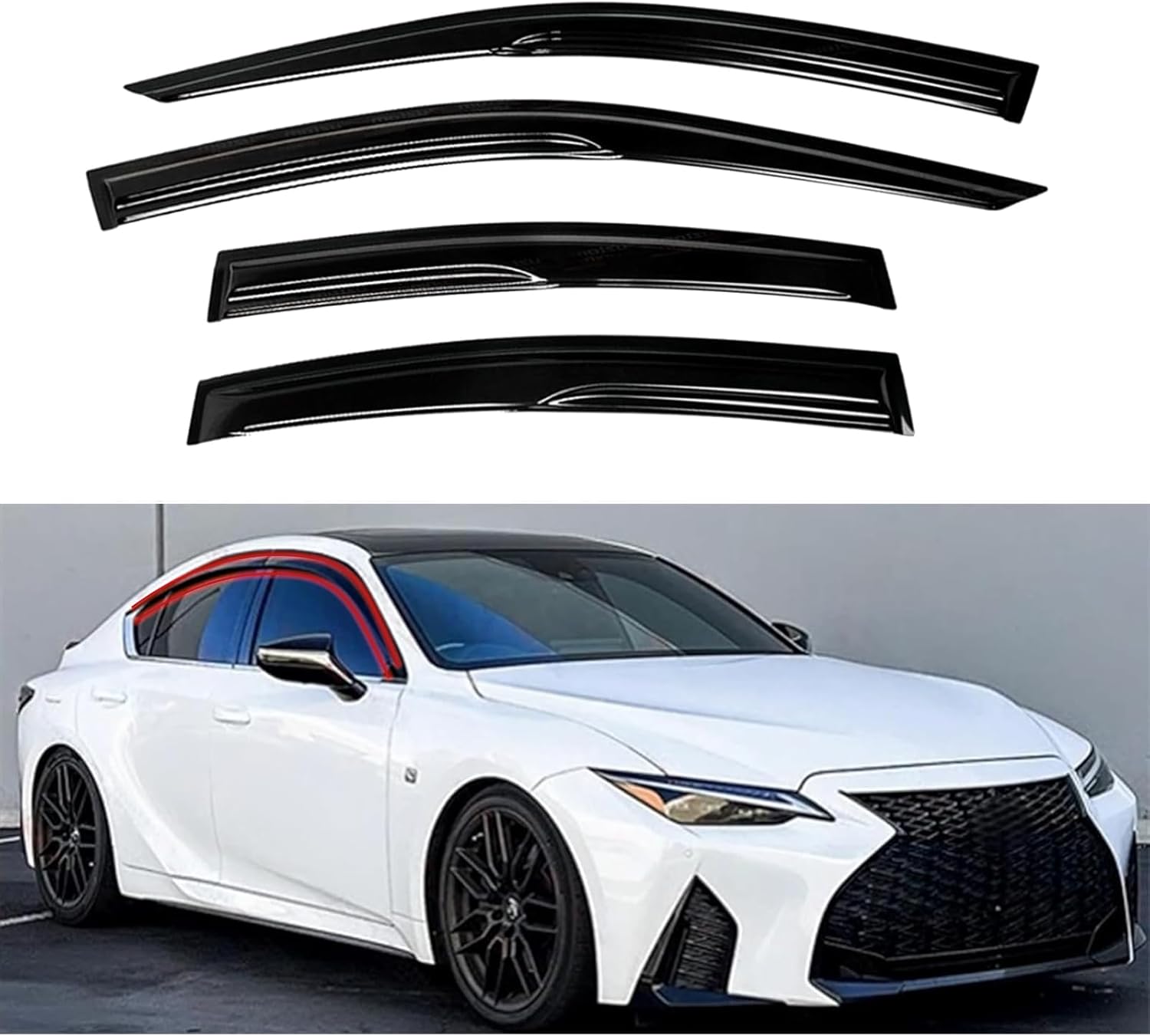 Tape-On Window Visors 4-Piece for 07-14 Chevy Tahoe/GMC Yukon Sun Rain Guard Shield Shade Smoke 94514