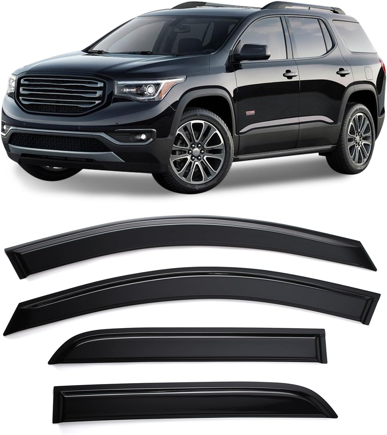 Tape-On Rain Guards Window Visor Fit for 2016-2021 Honda Civic Window Vent Deflector Visors 4 Pcs-94682