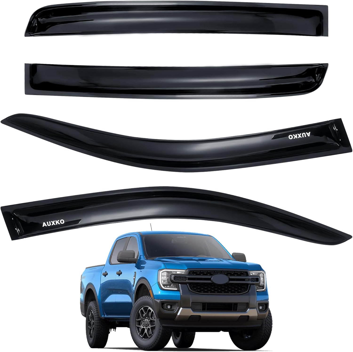 Rain Guards for 2024-2026 Toyota Tacoma Double Cab, Easy-to-Install Rain Guards for Car Window - Out-Channel Vent Visors Accessories for Truck, Side Window Wind Deflectors & Visors