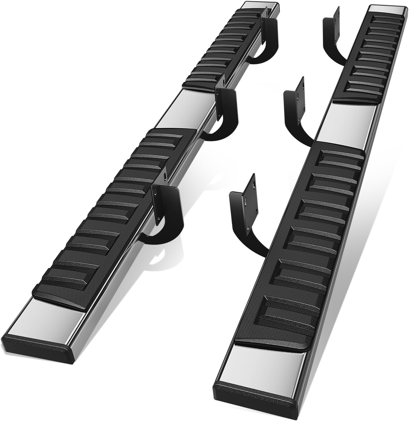 5" Running Boards for Truck 1999-2016 Ford F250-550 Super Duty Extended Cab, Stainless Steel Nerf Bars, Black Powdercoated Non-Slip Side Steps