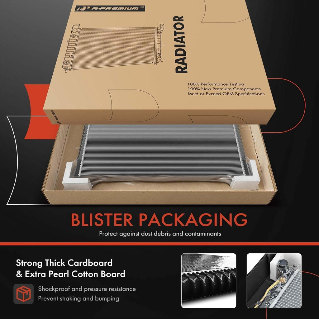 34" Engine Coolant Radiator Compatible with Chevy Silverado, Suburban, Tahoe & GMC Sierra, Yukon & Cadillac Escalade, Automatic Transmission, Without Engine Oil Cooler, w/ 2 Oil Cooler Holes