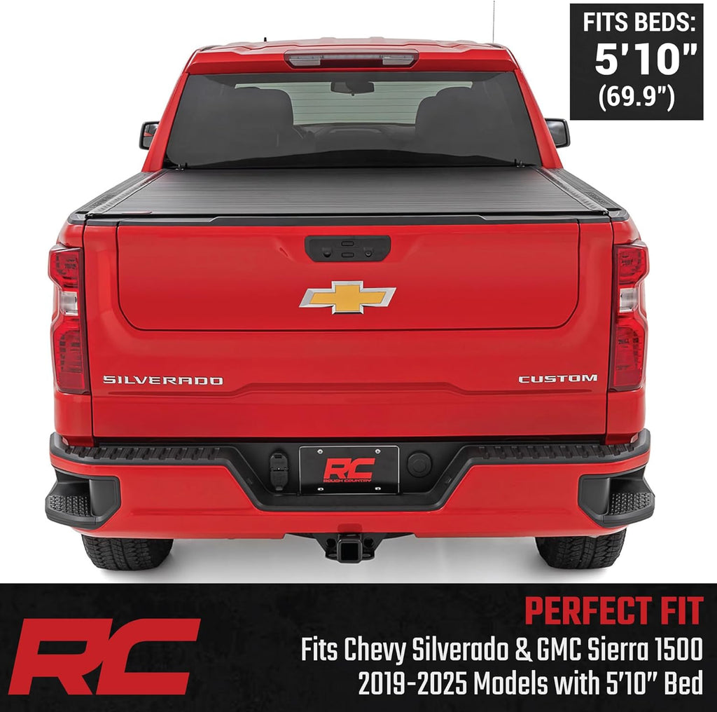 Roll-Up Tonneau Cover for Chevy Silverado & GMC Sierra 1500 (2019-2026) - Aluminum Truck Bed Cover, Fits 5'10 Bed (69.9")