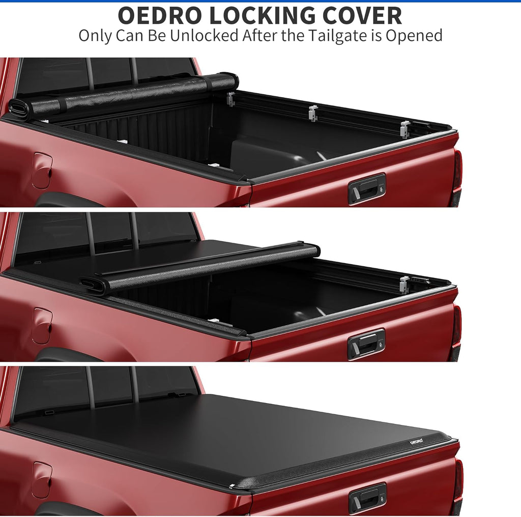Soft Roll Up Truck Bed Tonneau Cover Compatible with 2016-2023 Toyota Tacoma (Excl. Trail), 5ft Bed with Track Rail System