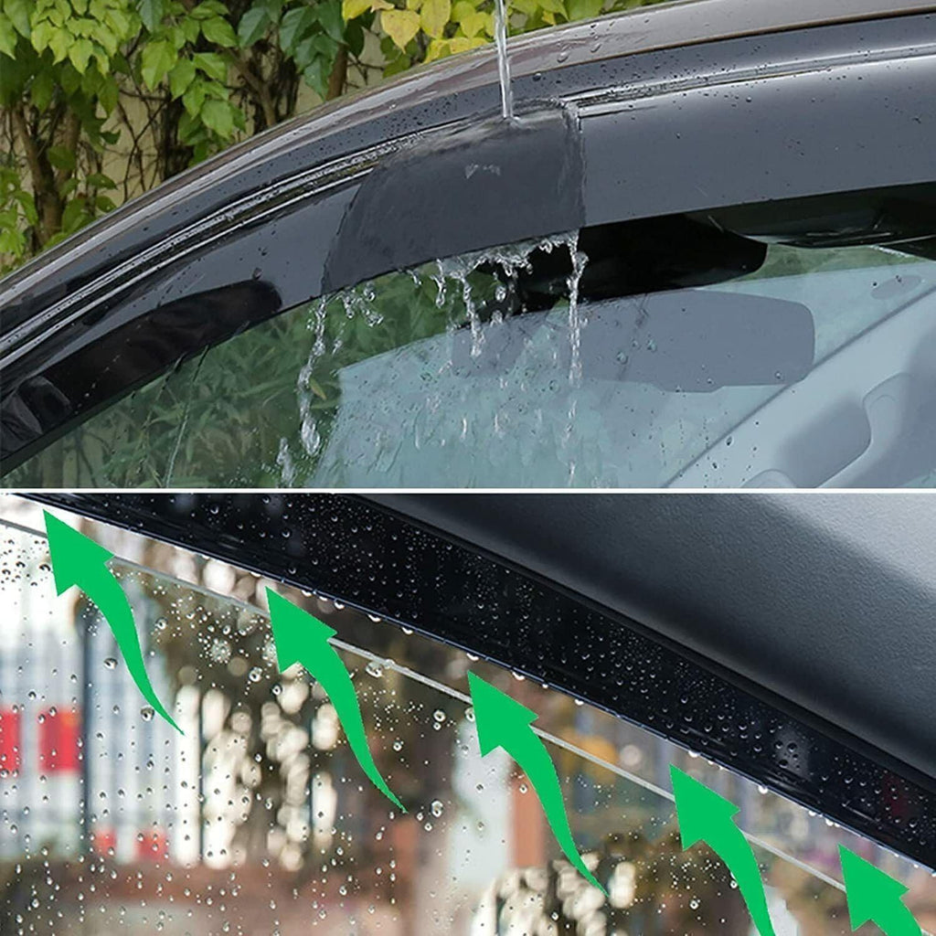 4pcs Side Window Deflectors Shade, Outside Mount Tape-On Rain Guards Set, Side Window Visors Compatible with 1993-1997 Toyota Corolla Sedan 94022