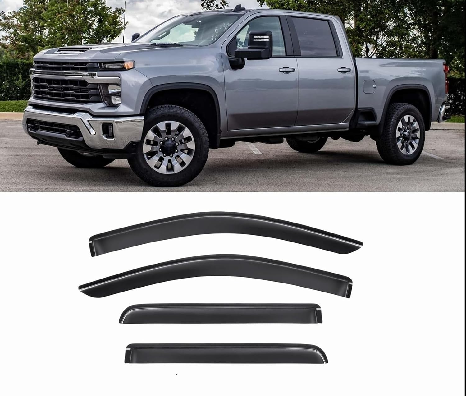 Tape-On Window Visors 4-Piece for 07-14 Chevy Tahoe/GMC Yukon Sun Rain Guard Shield Shade Smoke 94514