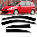 4PCS Tape-On Smoke Tint Side Window Visors Rain Guard Sun Shade Ventilation Aerodynamic Wind Deflector Shields Set Compatible/Replacement For GD3 Fit Jazz 2006 2007 2008 06 07 08