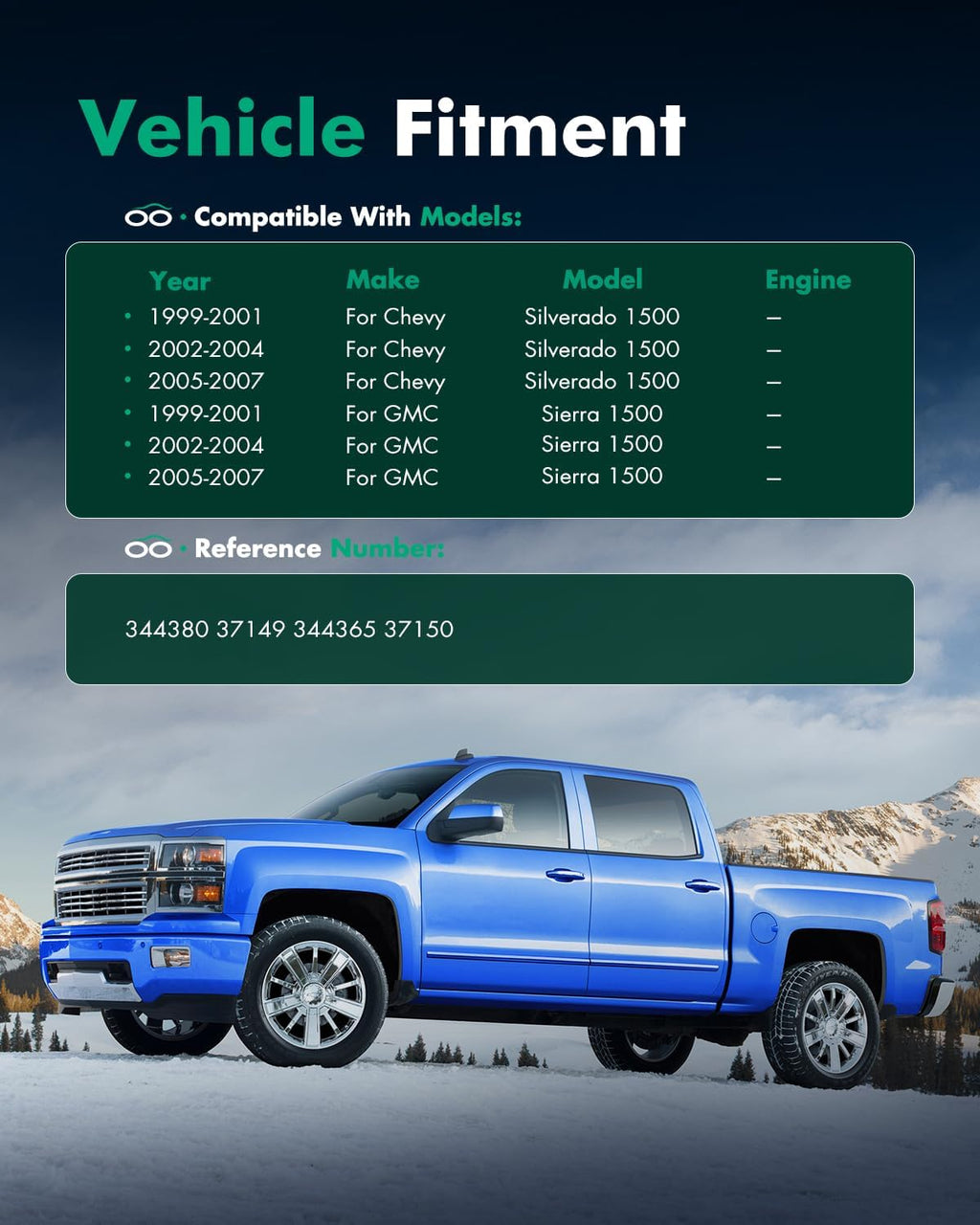 【2WD!】Shocks for Sierra for Silverado - SCITOO Front Rear Gas Shock Absorbers Fit for 1999 2000 2001 2002 2003 2004 2005 2006 2007 for Chevy Silverado 1500,1999-2007 for GMC Sierra 1500 Set of 4