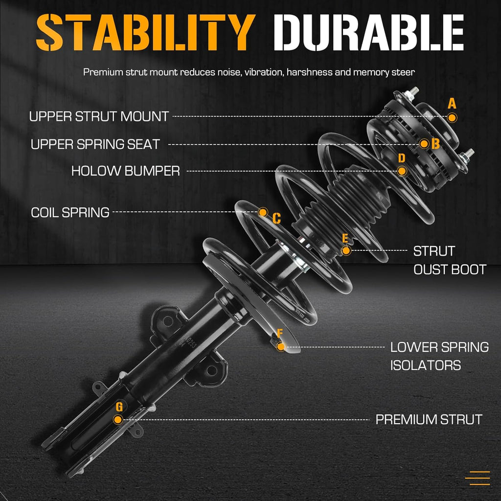 Front Struts Shock Absorber Sway Bar Links Kit Fit for Chrysler Town & Country 2008-2010, for Dodge Grand Caravan 2008-2010, Replace 171128L 171128R K7258 (4Pcs)