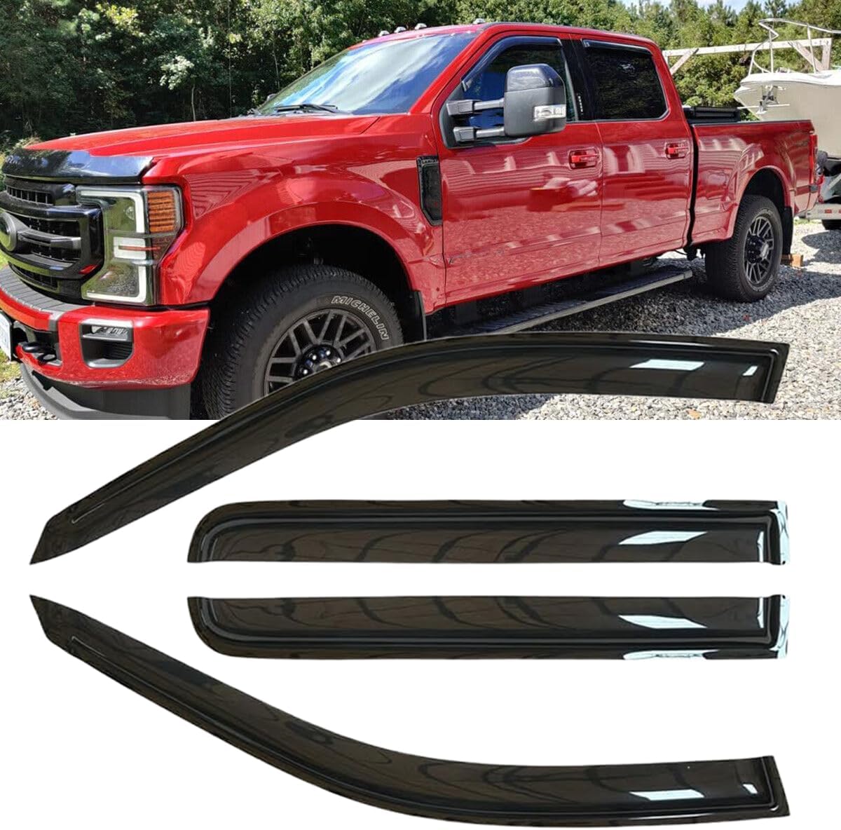 4pcs Side Window Deflectors Shade, Outside Mount Tape-On Rain Guards Set, Side Window Visors Compatible with 1993-1997 Toyota Corolla Sedan 94022