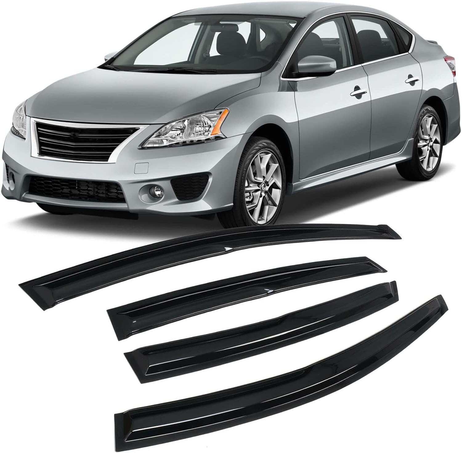 Tape-On Window Visors 4-Piece for 07-14 Chevy Tahoe/GMC Yukon Sun Rain Guard Shield Shade Smoke 94514