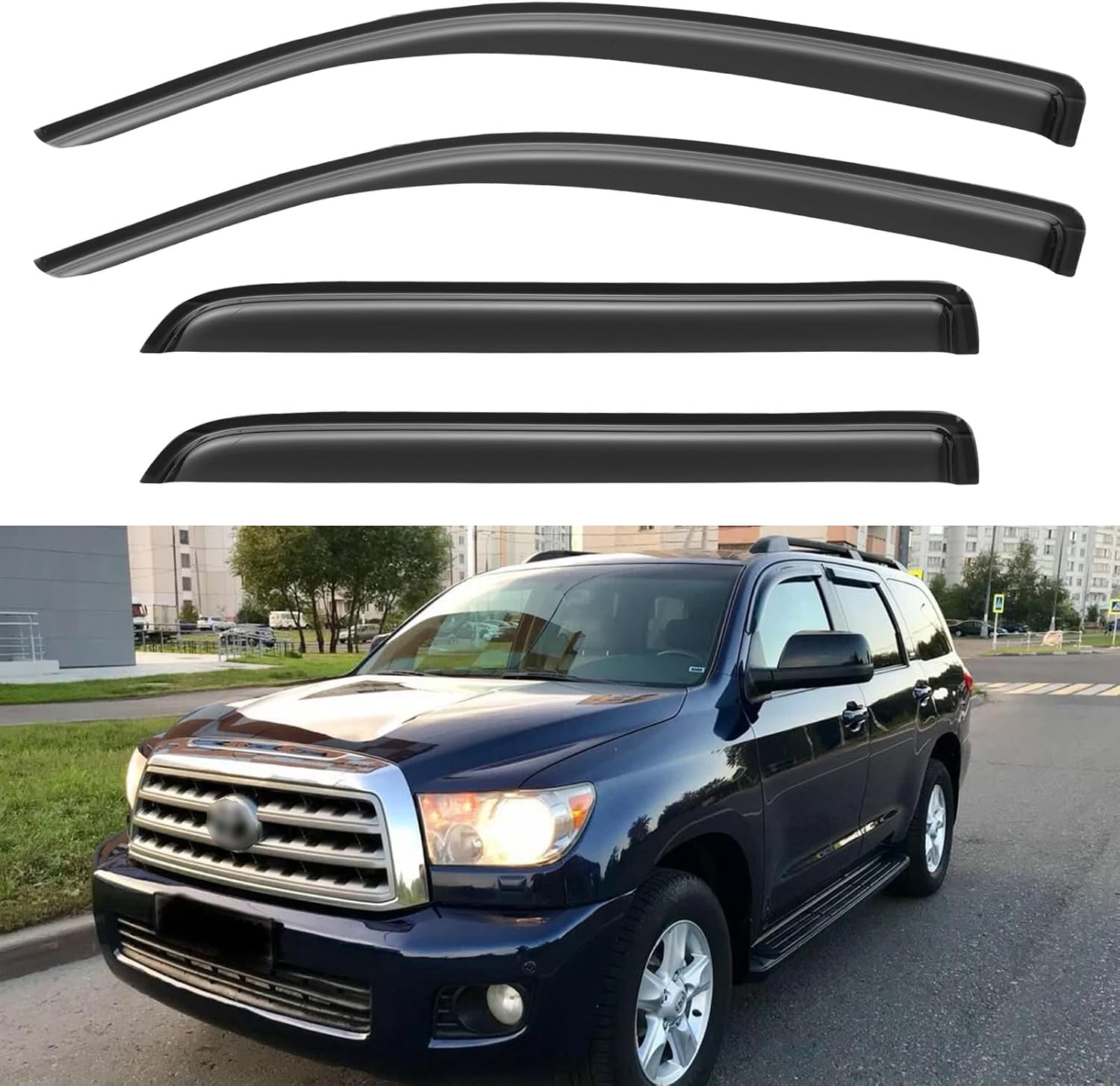 Window Visors Rain Guards for Chevy Tahoe/GMC Yukon 2000-2006, Out-Channel Window Vent Wind Deflectors Visors Shades for 2002-2006 Cadillac Escalade