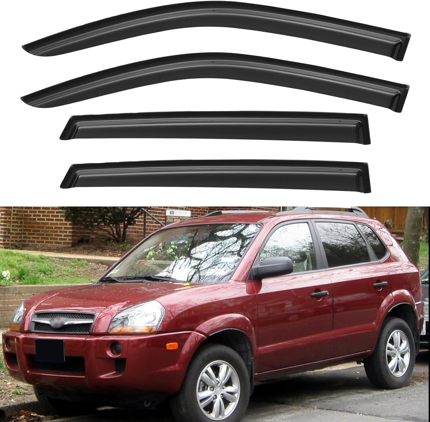 Window Visors Rain Guards for Chevy Tahoe/GMC Yukon 2000-2006, Out-Channel Window Vent Wind Deflectors Visors Shades for 2002-2006 Cadillac Escalade