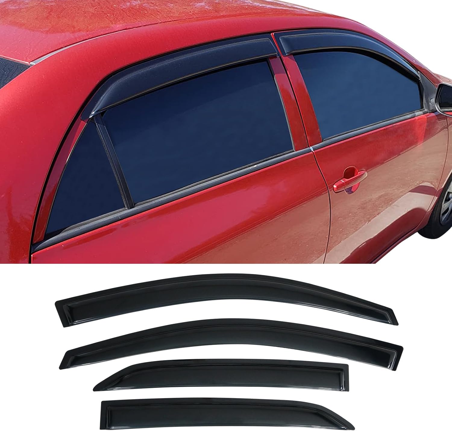 Window Visors Compatible with 2009-2013 Toyota Corolla, Dark Smoke Car Rain Sun Window Shade Guard Air Deflector by IKON MOTORSPORTS, 2010 2011 2012