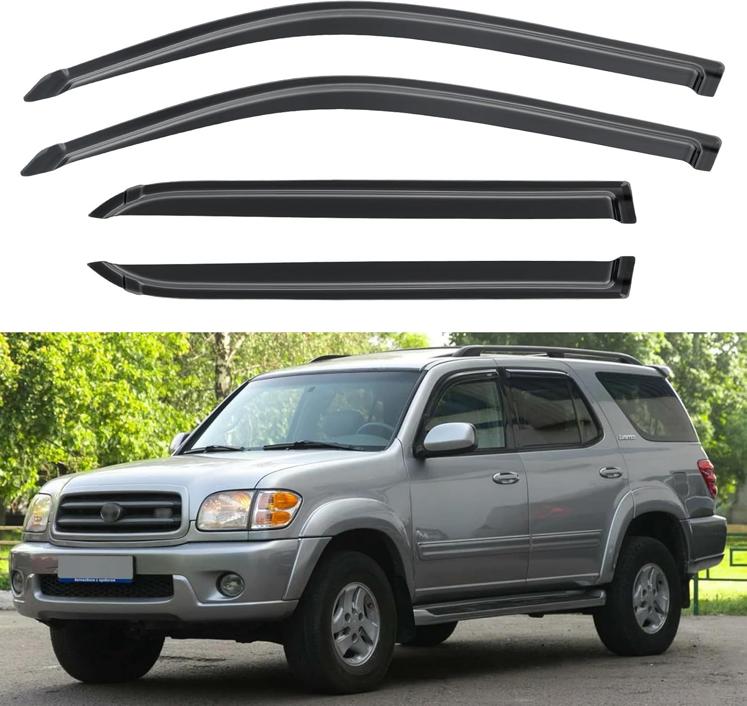 Window Visors Rain Guards for Chevy Tahoe/GMC Yukon 2000-2006, Out-Channel Window Vent Wind Deflectors Visors Shades for 2002-2006 Cadillac Escalade