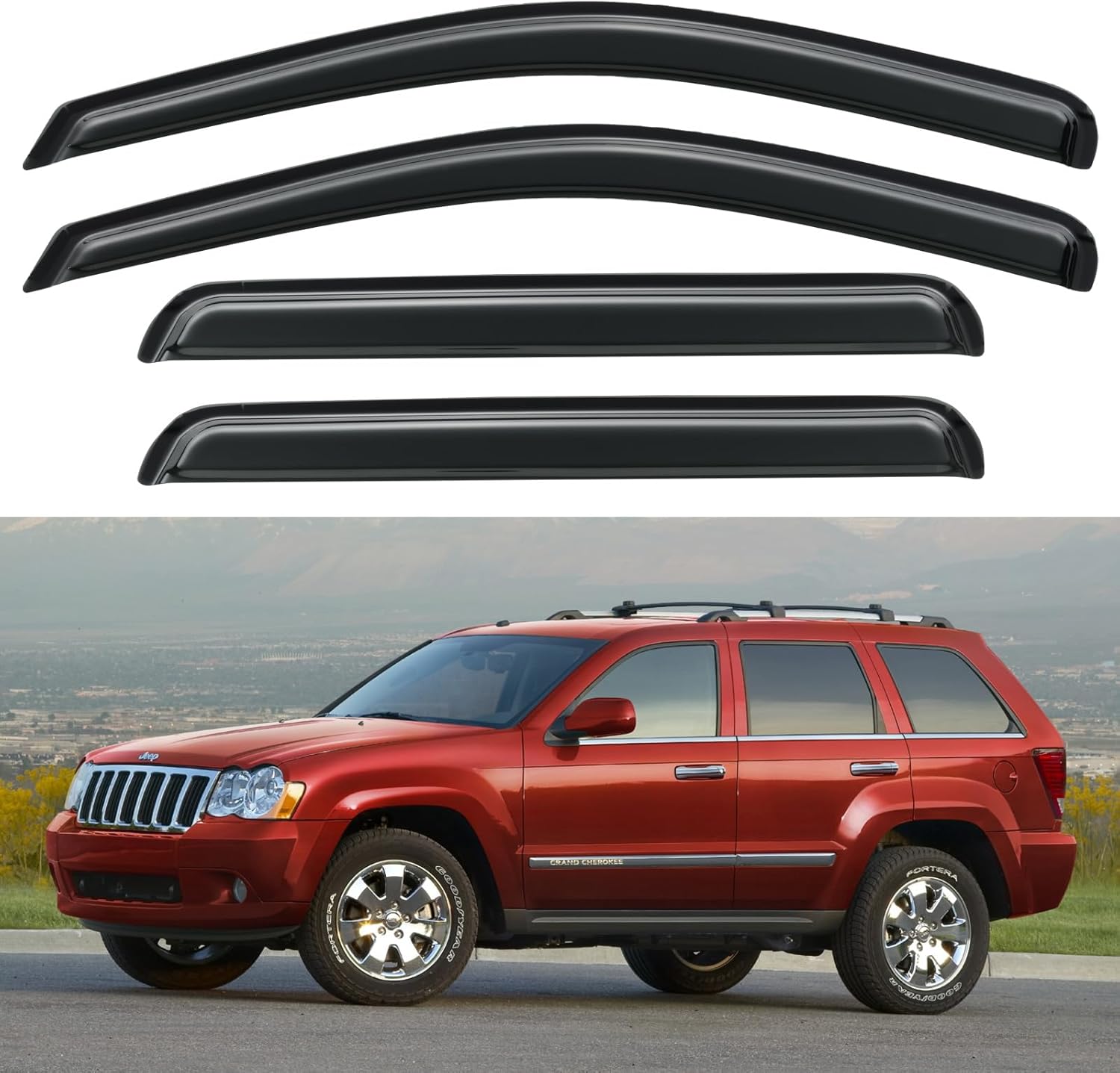 Window Visors Rain Guards for Chevy Tahoe/GMC Yukon 2000-2006, Out-Channel Window Vent Wind Deflectors Visors Shades for 2002-2006 Cadillac Escalade