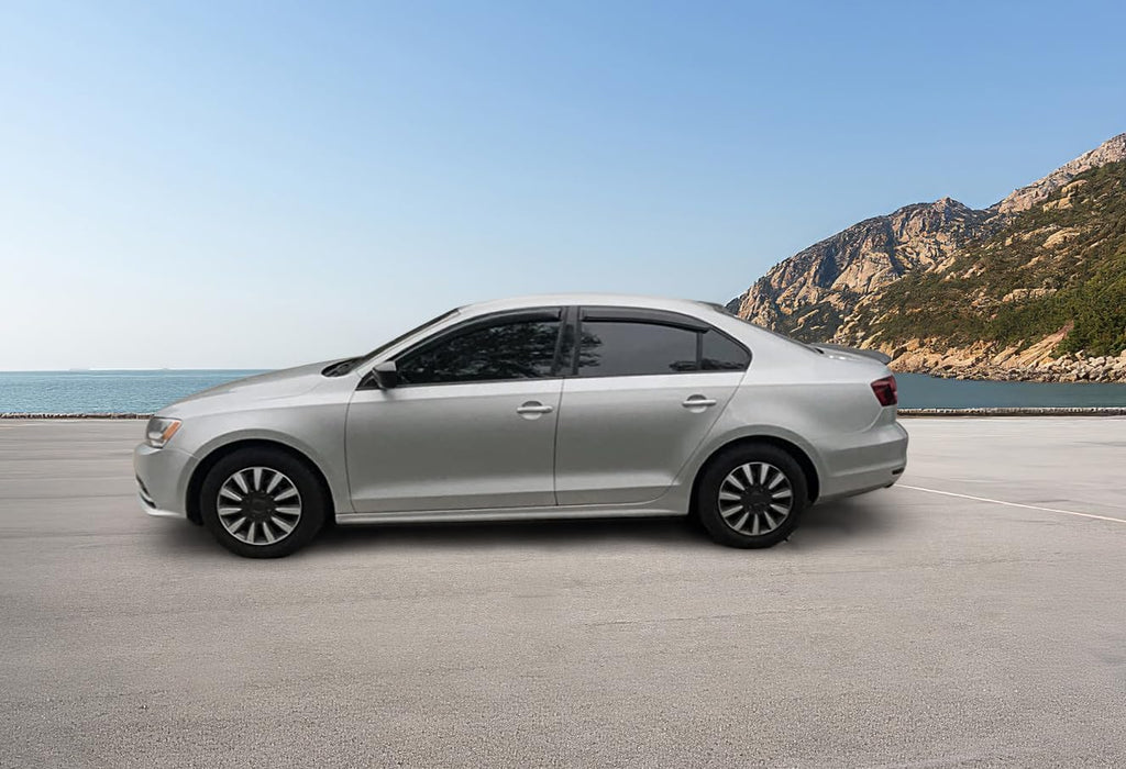 Window Visors Compatible with 2011-2018 Volkswagen Jetta, Dark Smoke Car Rain Sun Window Shade Guard Visor by IKON MOTORSPORTS, 2012 2013 2014 2015 2016 2017