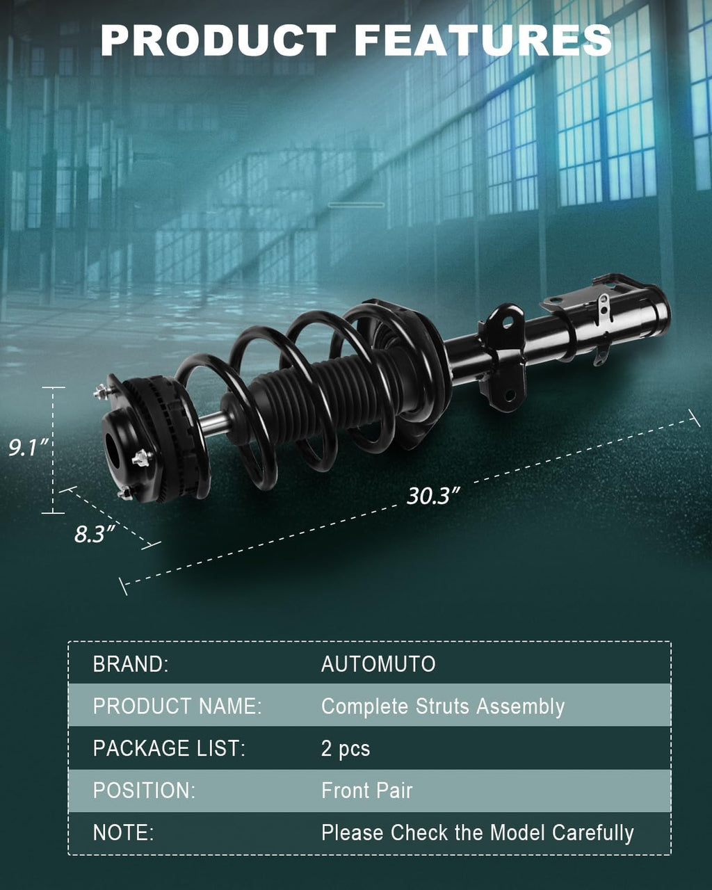 Front Pair Complete Struts Spring Assembly Shock Absorber Compatible with 2008 2009 2010 2011 2012 2013 2014 2015 for Chrysler Town Country, 08 09 10 11 12 13 14 15 for Dodge Grand Caravan