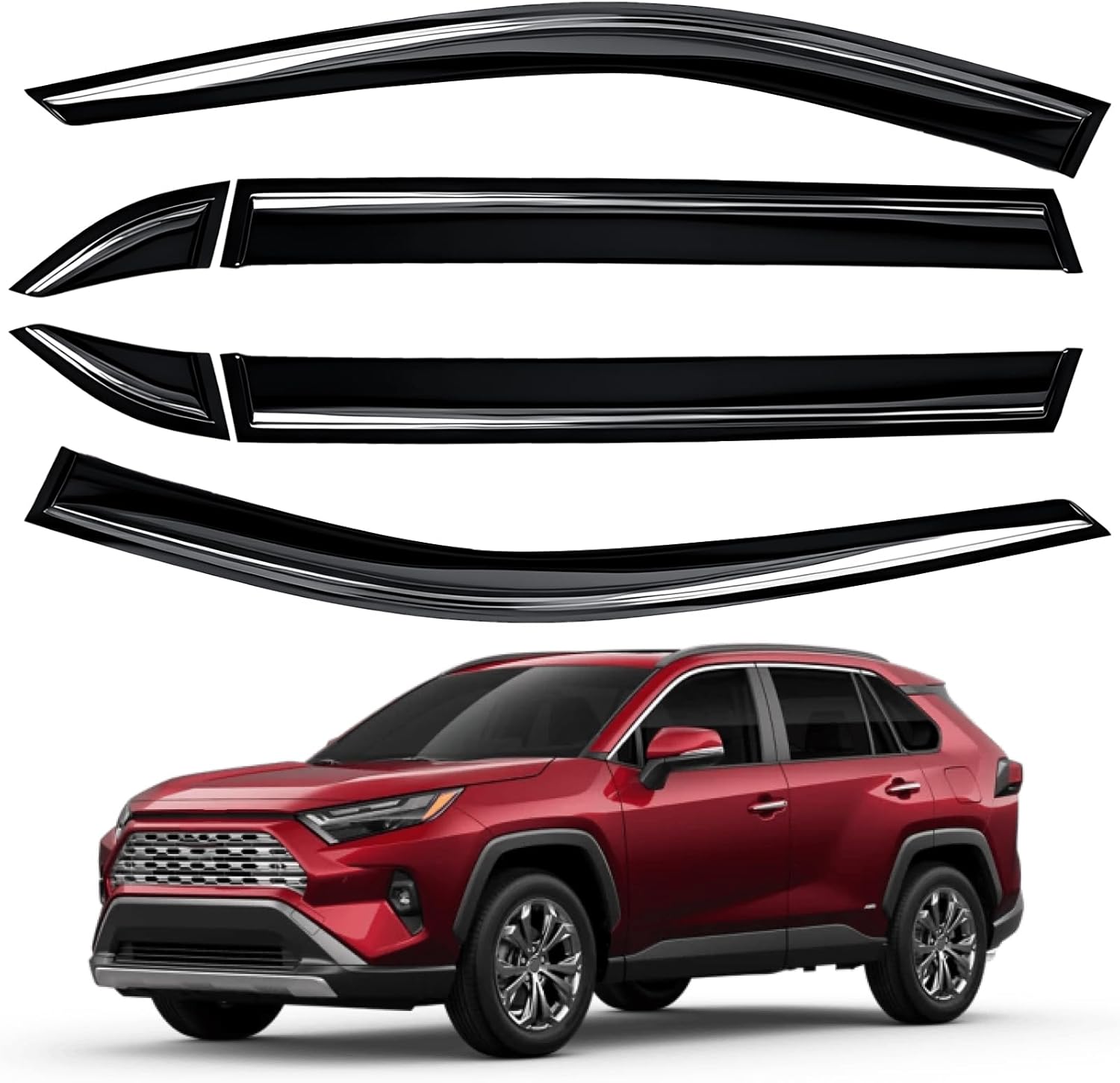 Rain Guards for 2024-2026 Toyota Tacoma Double Cab, Easy-to-Install Rain Guards for Car Window - Out-Channel Vent Visors Accessories for Truck, Side Window Wind Deflectors & Visors