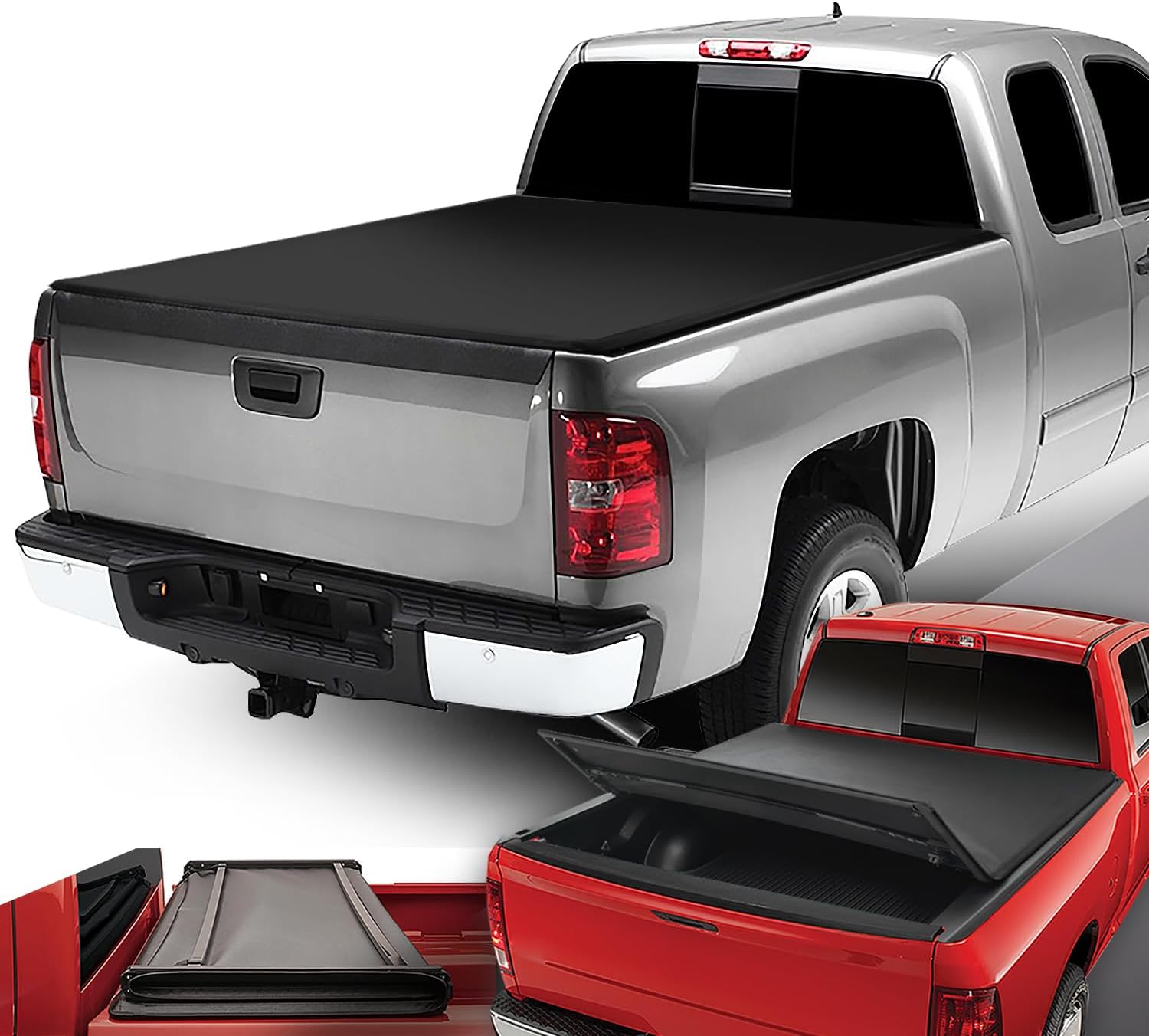 Truck Bed Soft Roll-Up Tonneau Cover Compatible with 19-25 Silverado Sierra 1500 5.75Ft Fleetside/Styleside Bed