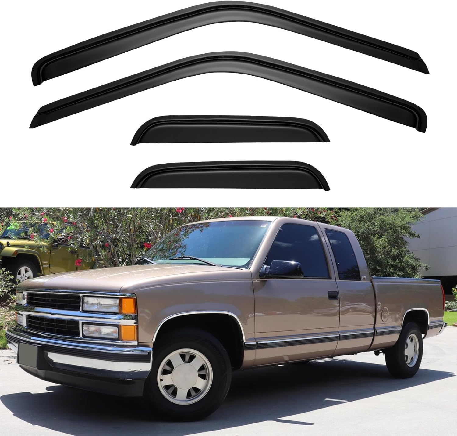 Window Visors Rain Guards for Chevy Tahoe/GMC Yukon 2000-2006, Out-Channel Window Vent Wind Deflectors Visors Shades for 2002-2006 Cadillac Escalade