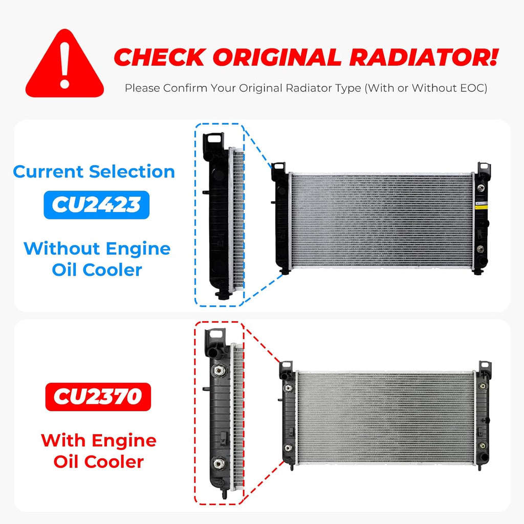 34'' Engine Coolant Radiator Compatible with Chevy Silverado/Suburban/Tahoe, GMC Sierra/Yukon, Cadillac Escalade, without Engine Oil Cooler