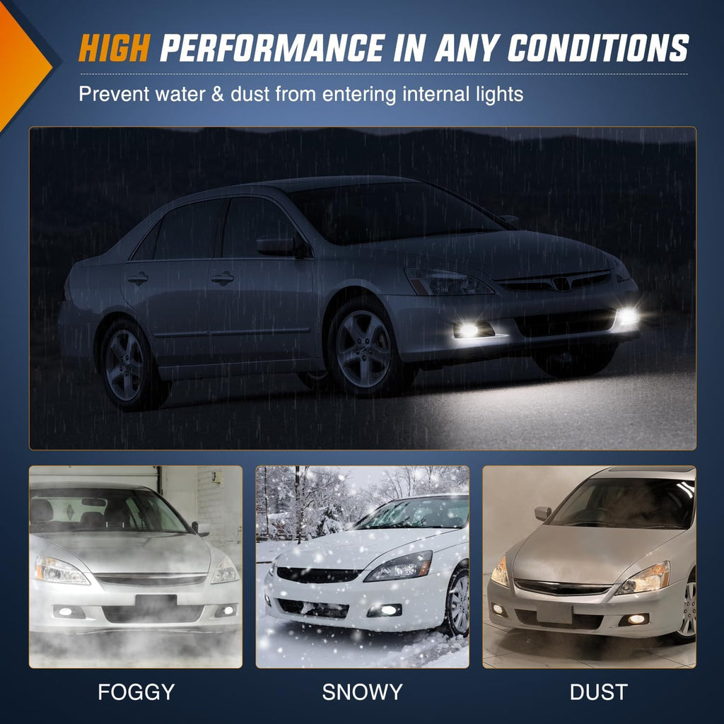 Fog Lights Assembly Compatible with 2006 2007 Honda Accord Sedan 4 Door w/H11 12V 55W Bulbs Clear Lens Driver and Passenger Side