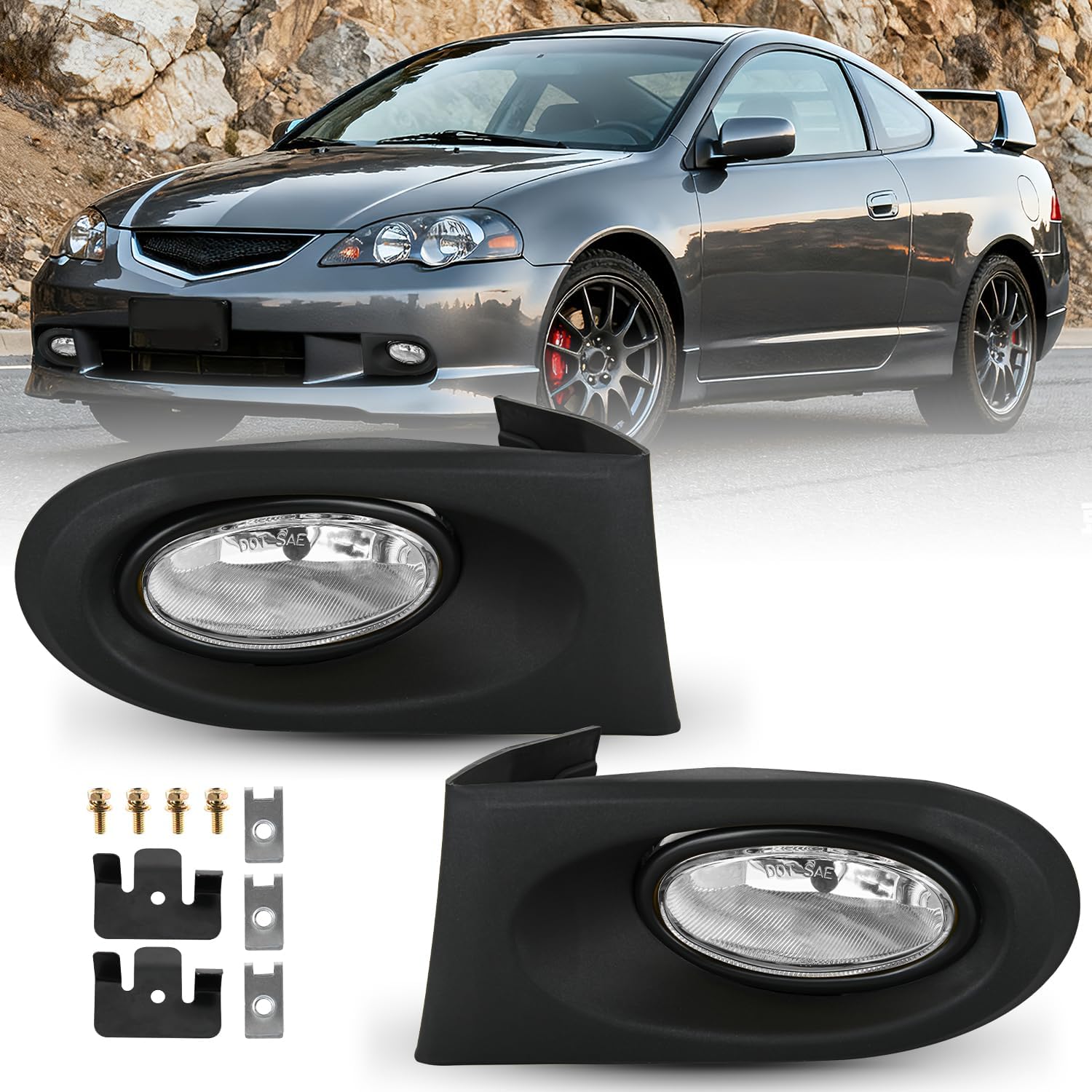 Fog Lights Assembly Compatible with 2013 2014 2015 2016 2017 2018 2019 2020 Honda City CRV CRZ Civic Crosstour Ram Promaster Jeep Cherokee Compass Acura TSX ILX RDX Chrysler