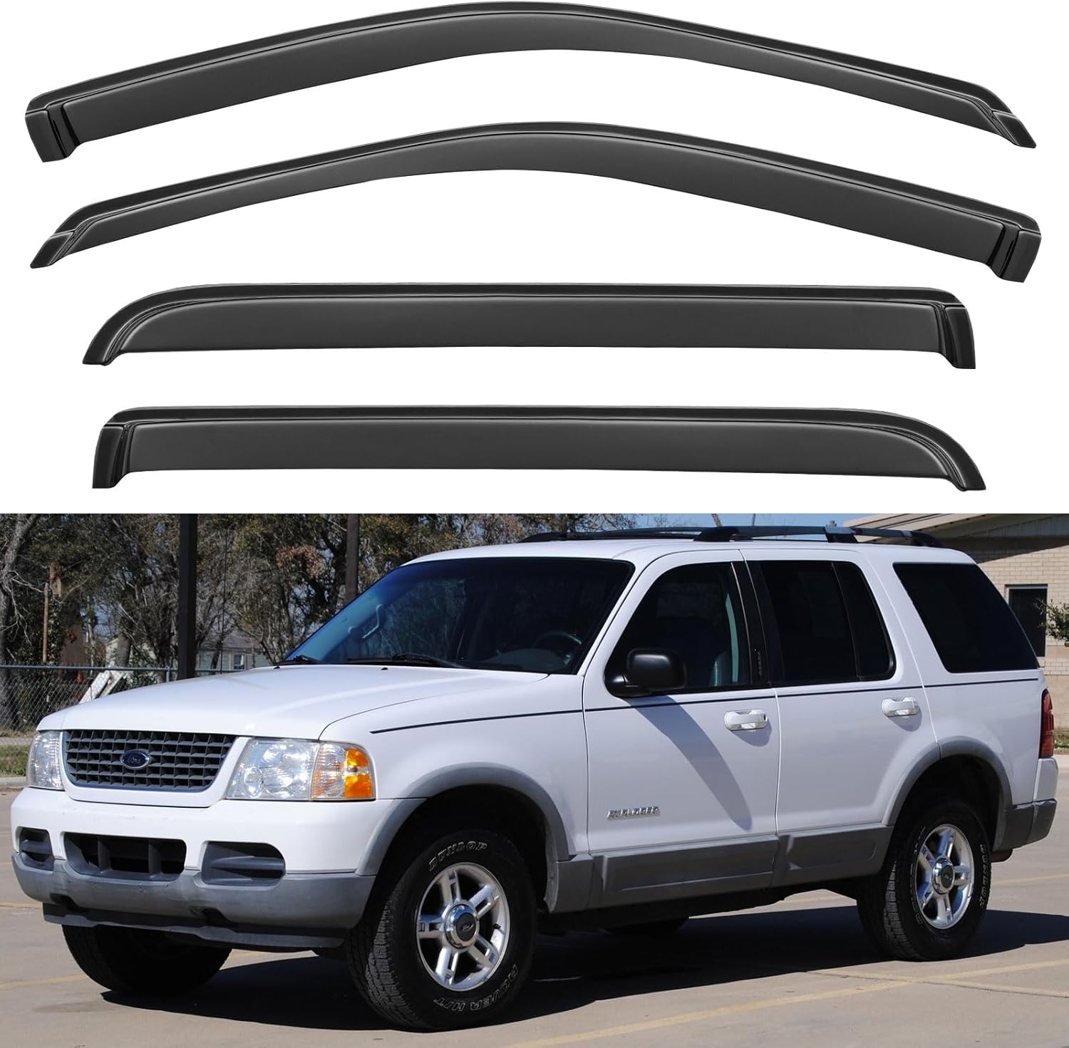 Window Visors Rain Guards for Chevy Tahoe/GMC Yukon 2000-2006, Out-Channel Window Vent Wind Deflectors Visors Shades for 2002-2006 Cadillac Escalade