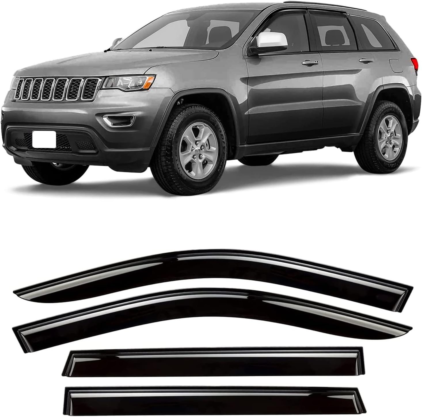 Tape-On Window Visors 4-Piece for 07-14 Chevy Tahoe/GMC Yukon Sun Rain Guard Shield Shade Smoke 94514