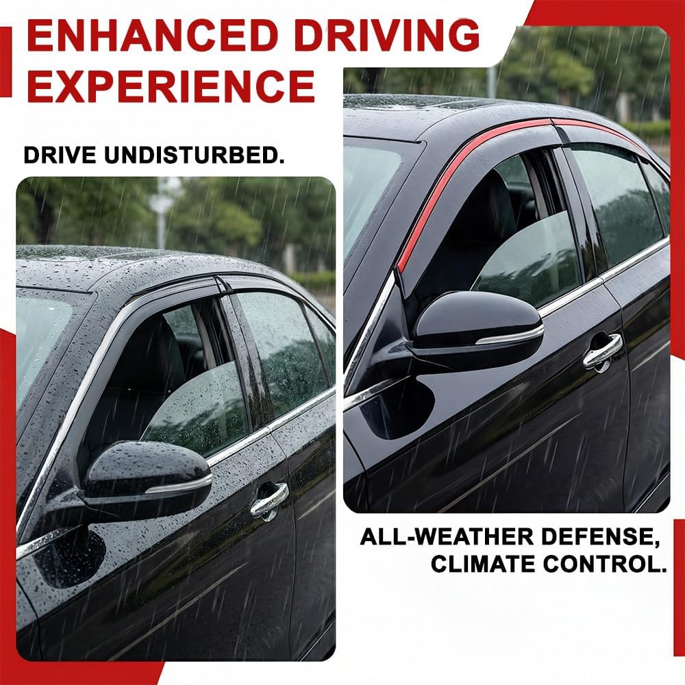 MotorbyMotor Rain Guards fits for 2009 2010 2011 2012 2013 Toyota Corolla Window Visor Deflector 4pc Set